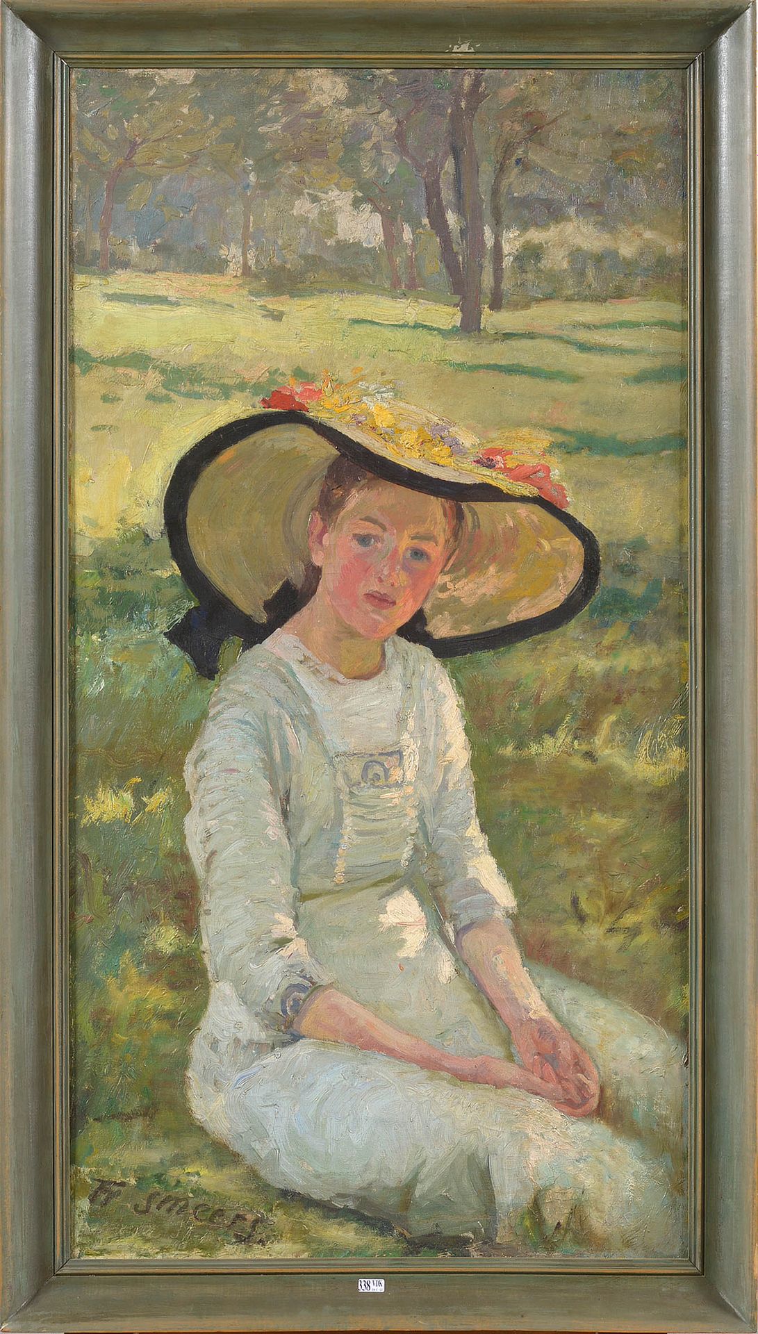 SMEERS Frans (1873 - 1960) Huile sur toile marouflée sur panneau d'unalit "Jeune&hellip;