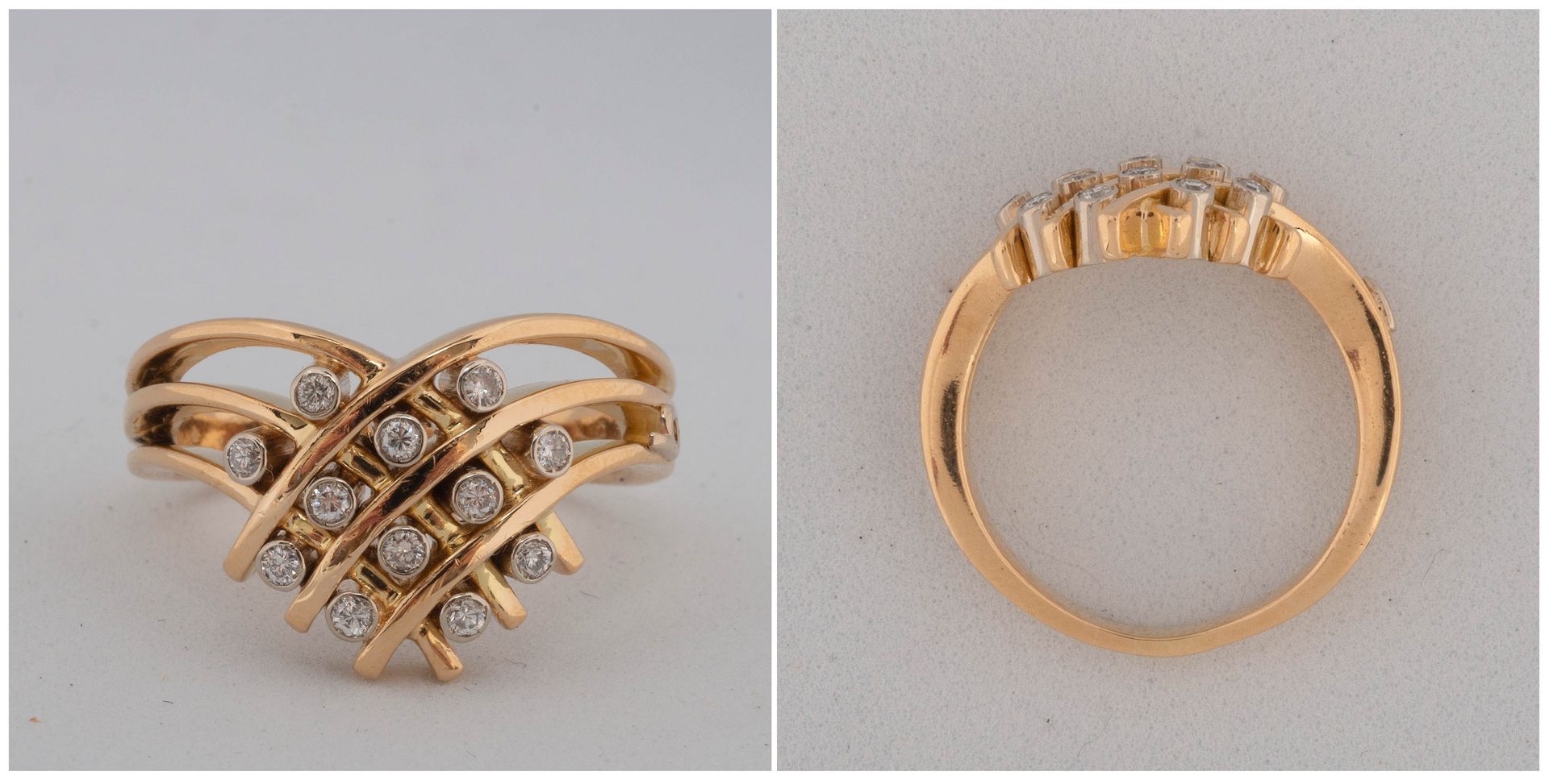 Null 18K黄金戒指，镶嵌总重+/-0.22克拉的明亮型切割钻石（颜色：E-F；净度：VS-SI）。附上旺多姆珠宝商1991年出具的真品证书。 手指（公制）&hellip;