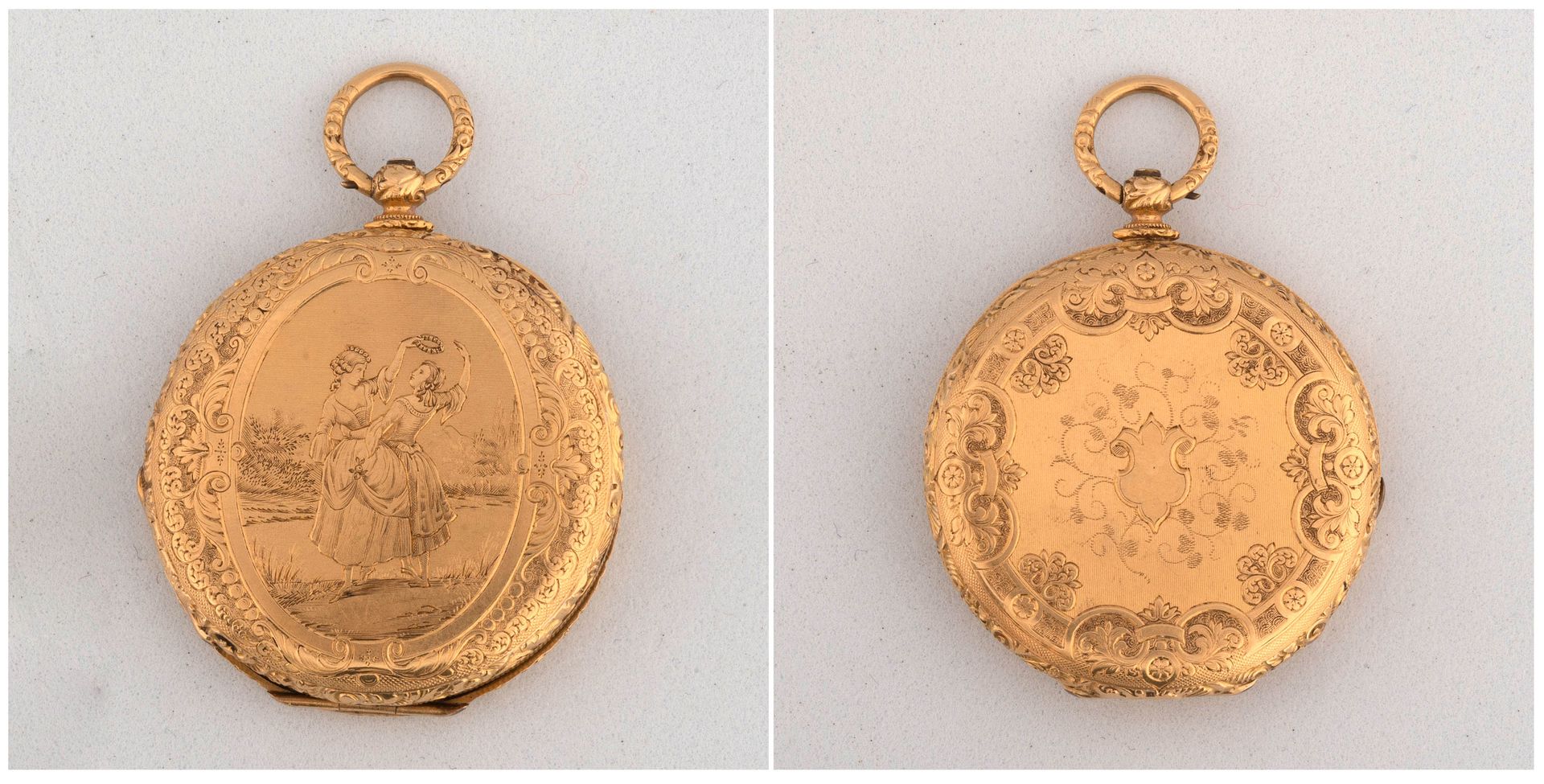 Null Lady's pocket watch in 18K yellow gold, hallmarked Vacheron in Geneva. Enam&hellip;