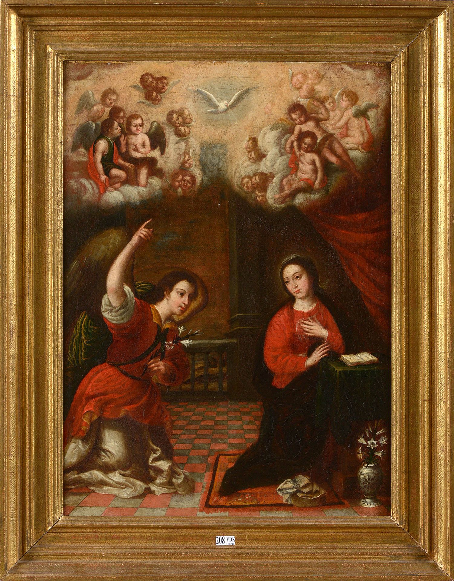 Null Oil on canvas marouflaged "Annunciation". Anonymous. Formerly attributed to&hellip;