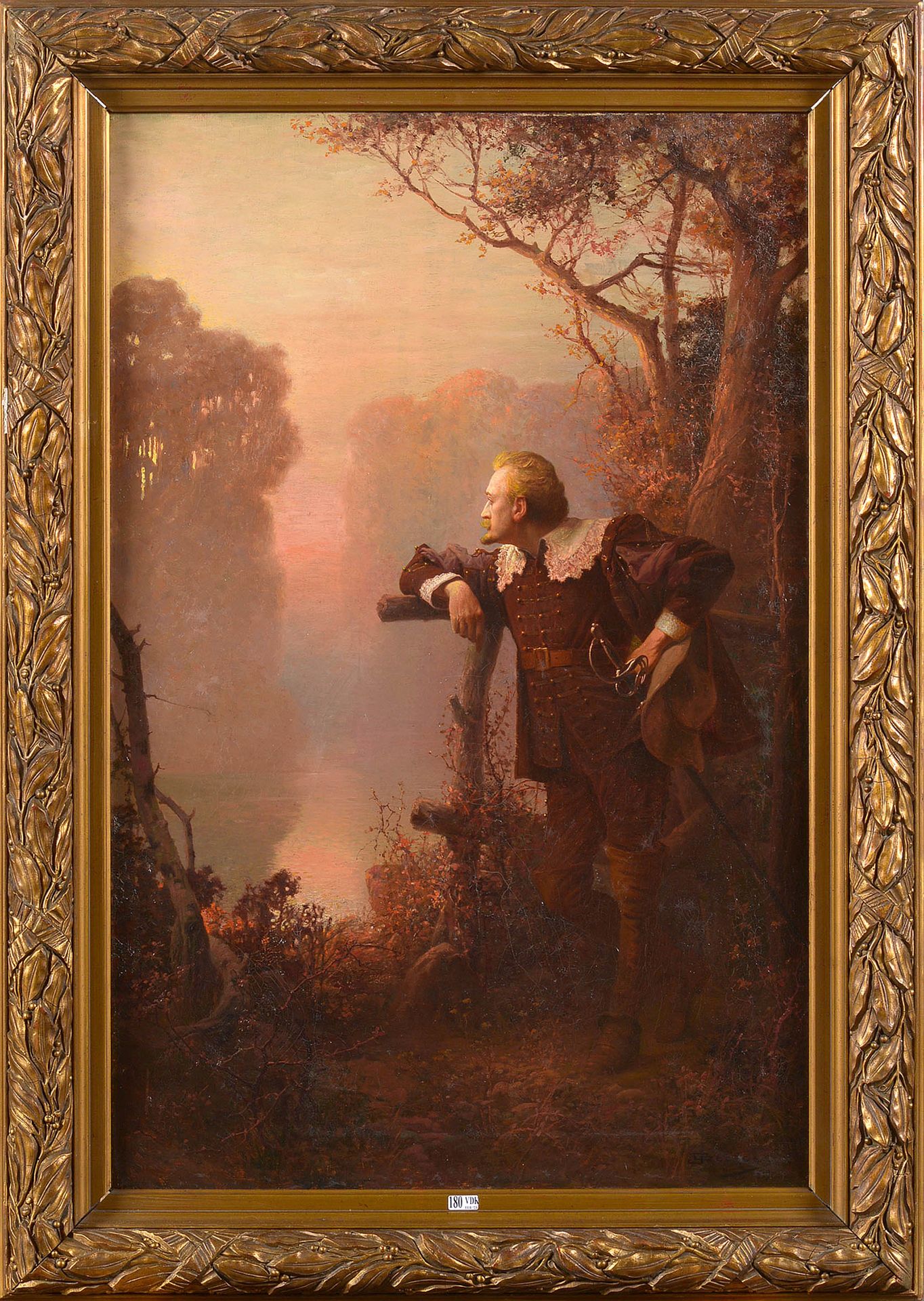 GEORGES J. (XIXème - XXème) Huile sur toile "Chevalier regardant l'horizon sur f&hellip;