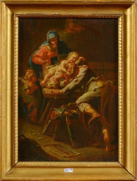 GIORDANO Luca (1634 - 1705). Entourage de. Huile sur toile marouflée sur toile "&hellip;