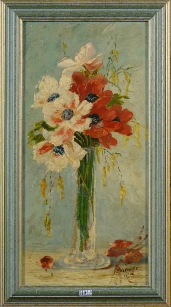 MAGRITTE René (1898 - 1967) Huile sur toile "Le vase de fleurs". Signé en bas à &hellip;