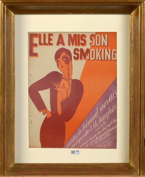 MAGRITTE René (1898 - 1967) "Elle a mis son smoking" lithographie en couleur sur&hellip;