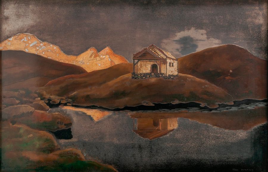 Jean DUNAND (1877-1942) 

Cabane près du lac, 1922.

Laque polychrome et coquill&hellip;