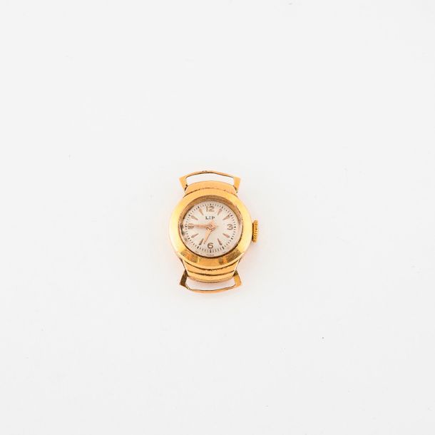 LIP 

Boîtier rond de montre de dame en or jaune (750). 

Cadran à fond crème, s&hellip;