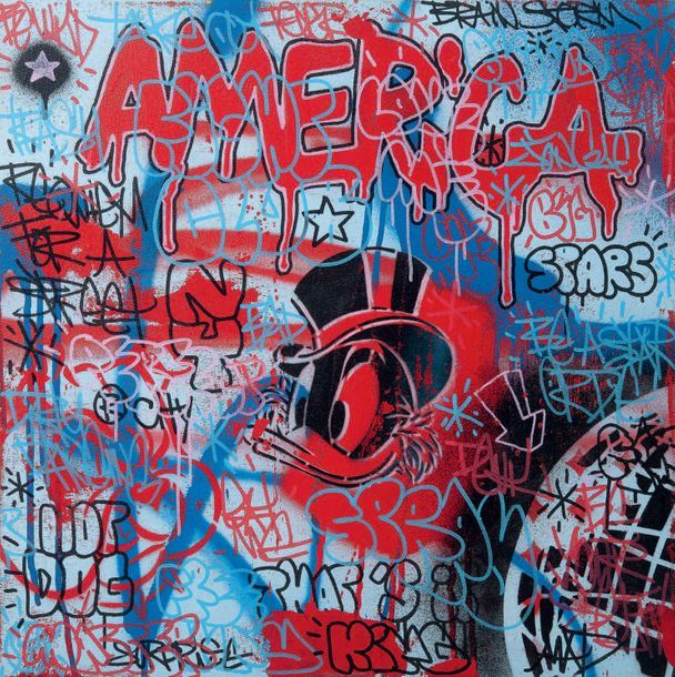 Speedy GRAPHITO (né en 1961) America, 2013
Peinture aérosol, pochoir de peinture&hellip;
