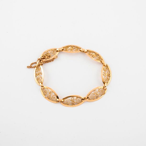 Null Bracelet en or jaune (750) à maille filigranée.

Fermoir cliquet et chaînet&hellip;