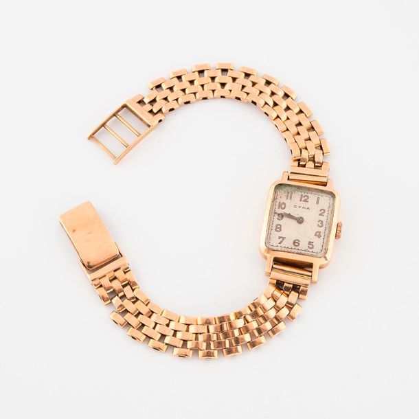 CYMA 
Lady's watch in yellow gold (750)
Rectangular housing with rounded edges.
&hellip;