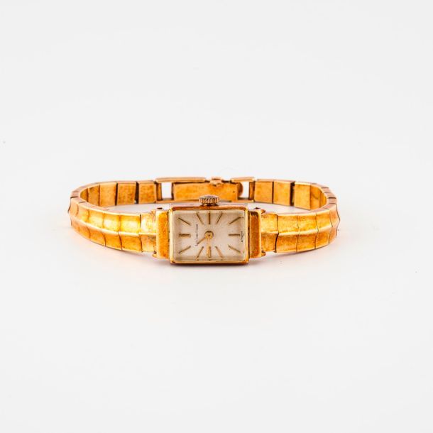 BLACK STARR GORHAM Montre bracelet de dame.
Boîtier rectangulaire en or jaune (5&hellip;
