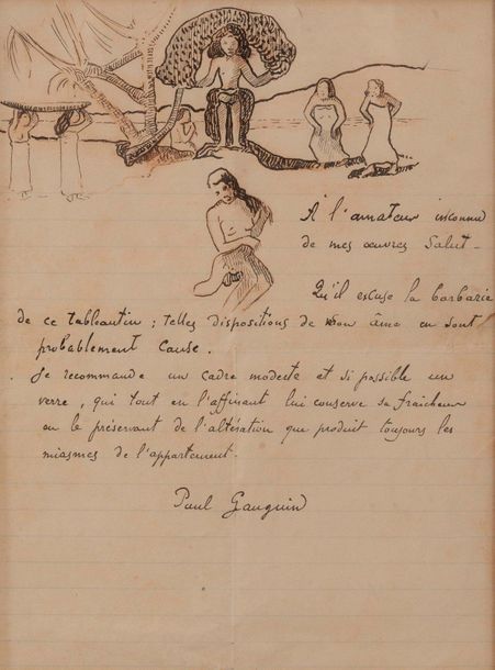GAUGUIN Paul (1848-1903) 
Lettre autographe signée adressée à « l'amateur inconn&hellip;