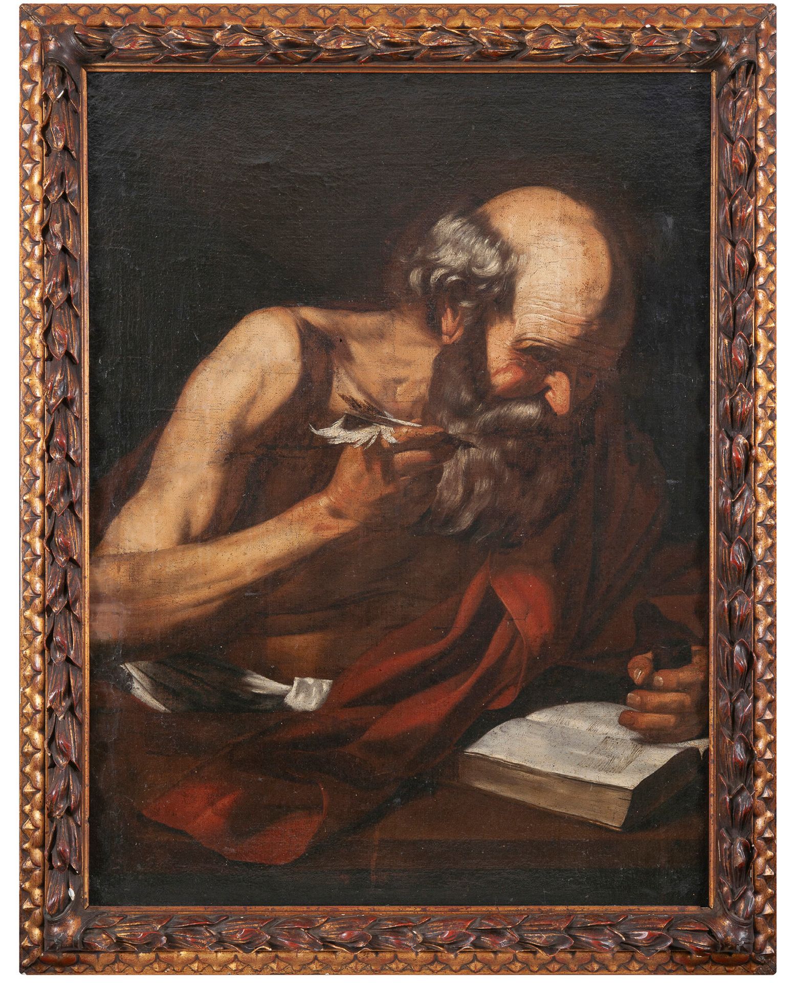ECOLE ROMAINE ou NAPOLITAINE de la première moitié du XVIIème siècle 圣杰罗姆。
布面油画。&hellip;