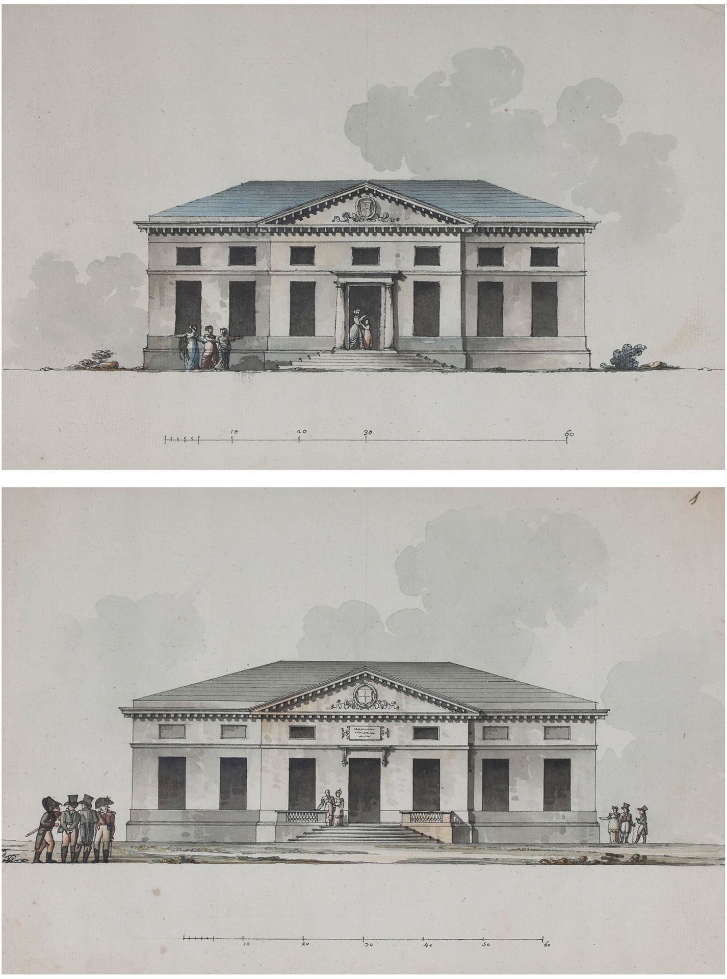 Giacomo QUARENGHI (Valle Imagua 1744- Saint Petersbourg 1817) Deux projets pour &hellip;