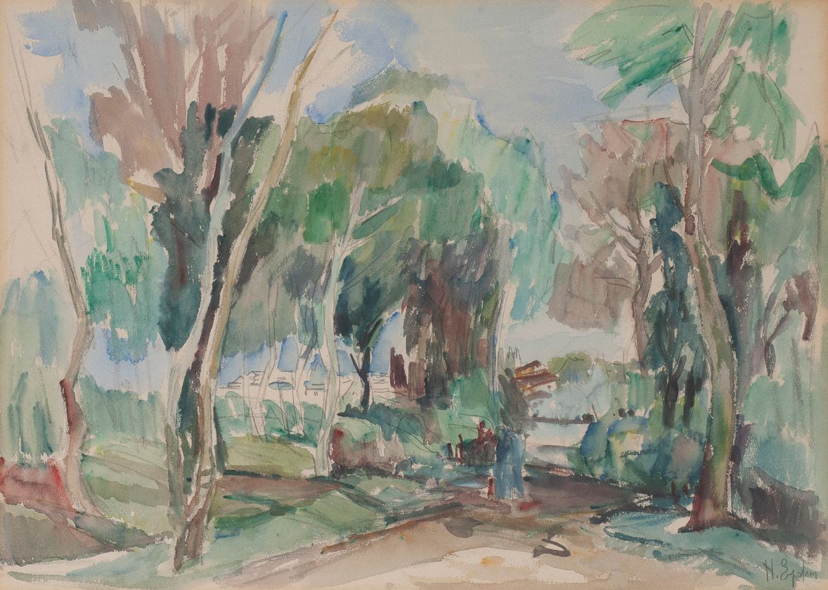 Henri EPSTEIN (1892-1944) 
Chemin dans la forêt.
Mine de plomb et aquarelle sur &hellip;