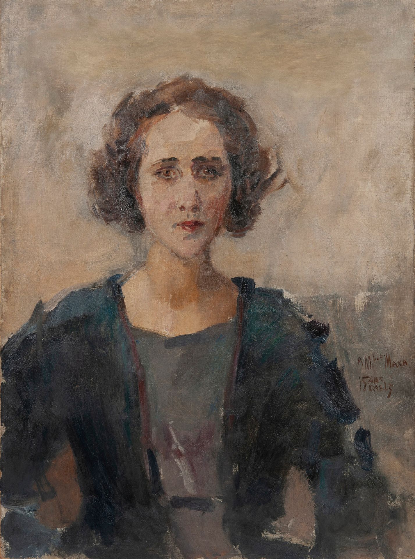 Isaac ISRAELS (1865-1934) 


麦莎小姐的肖像。



布面油画。



右边中间的签名和专用。



73 x 54厘米。

裂缝、&hellip;