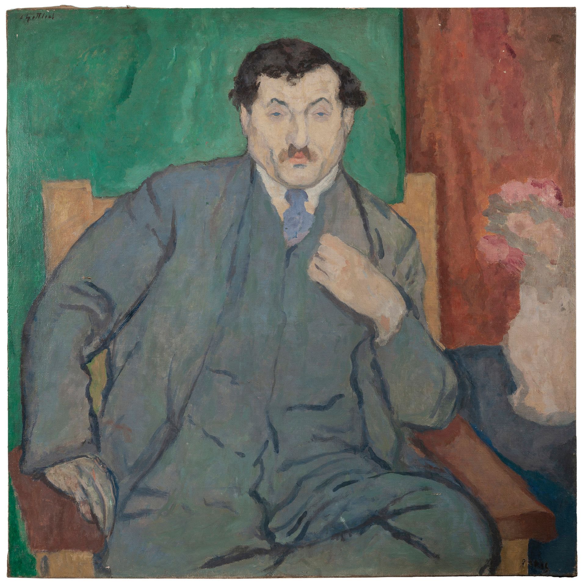 Leopold GOTTLIEB (1879-1933) 


《阿道夫-巴斯勒的肖像》。



布面油画。



左上有签名。



位于右下角。



背面&hellip;