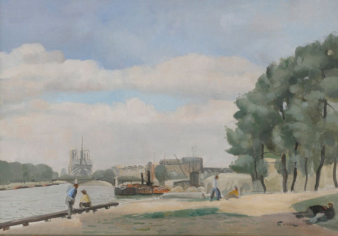 Edmond CERIA (1884-1955) 
塞纳河的码头和巴黎圣母院。
布面油画。
右下方签名。
33 x 46 cm.
布面油画，右下方签名。
13 &hellip;