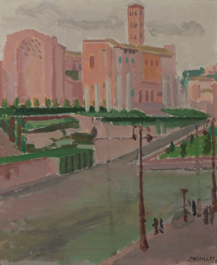 Jules CAVAILLES (1901-1977) 
从斗兽场看论坛，1926年。
油画。
右下角有签名和日期。
55 x 46 cm.
油画，右下角有签名&hellip;