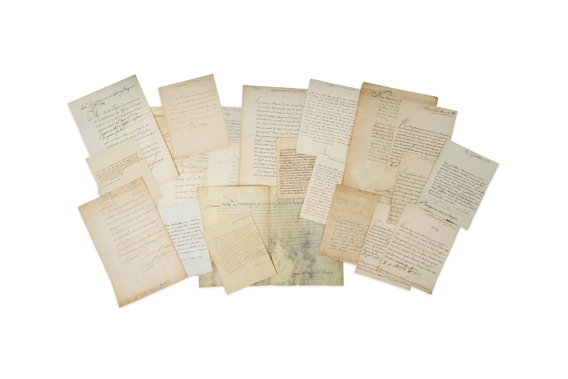 Null 
ANCIENT REGIME. 25 letters or pieces, mostly L.S., 18th century.




Marc-&hellip;