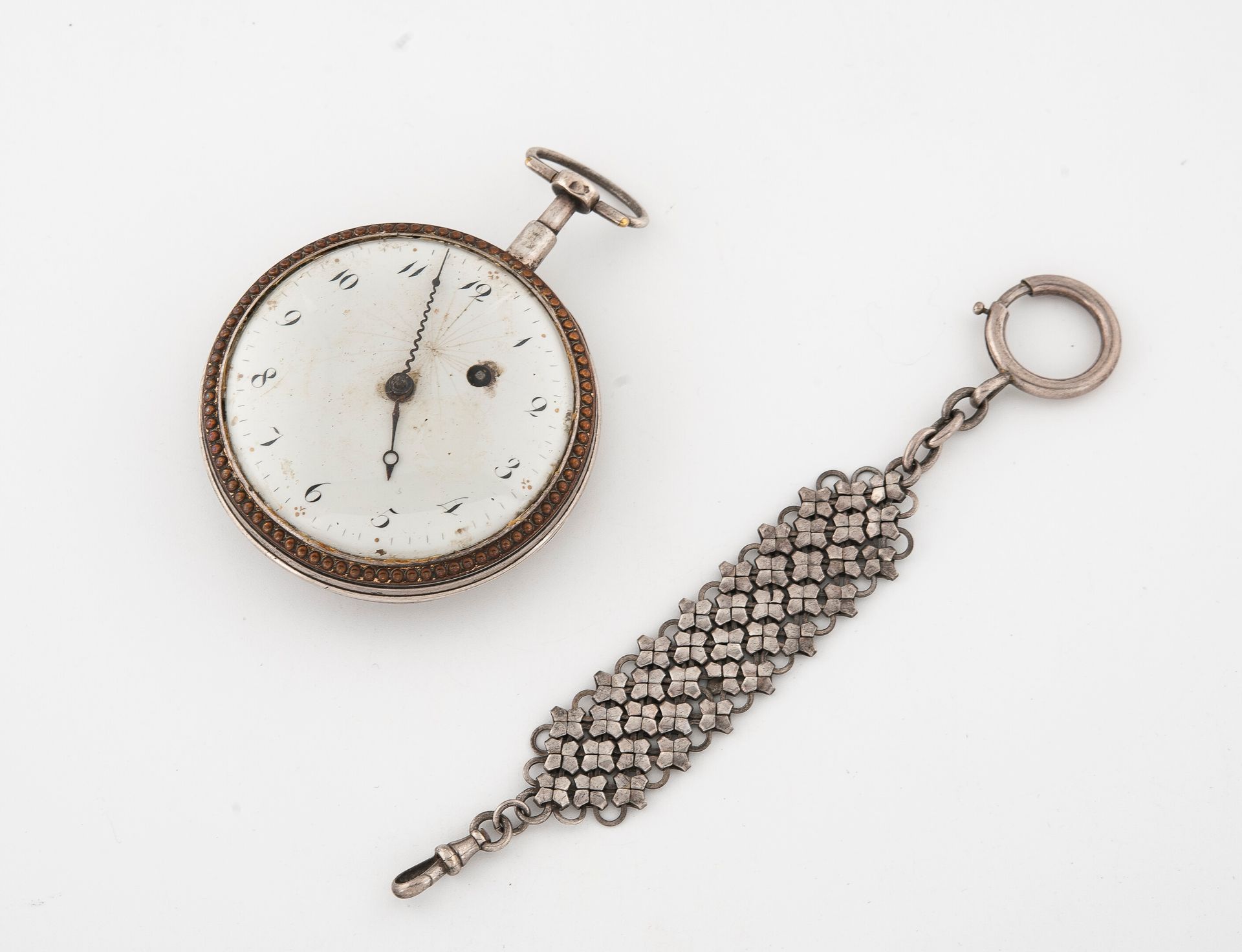 THIESSELI, à Etrepagny Silver pocket watch (min.800)

White enamelled dial, Arab&hellip;