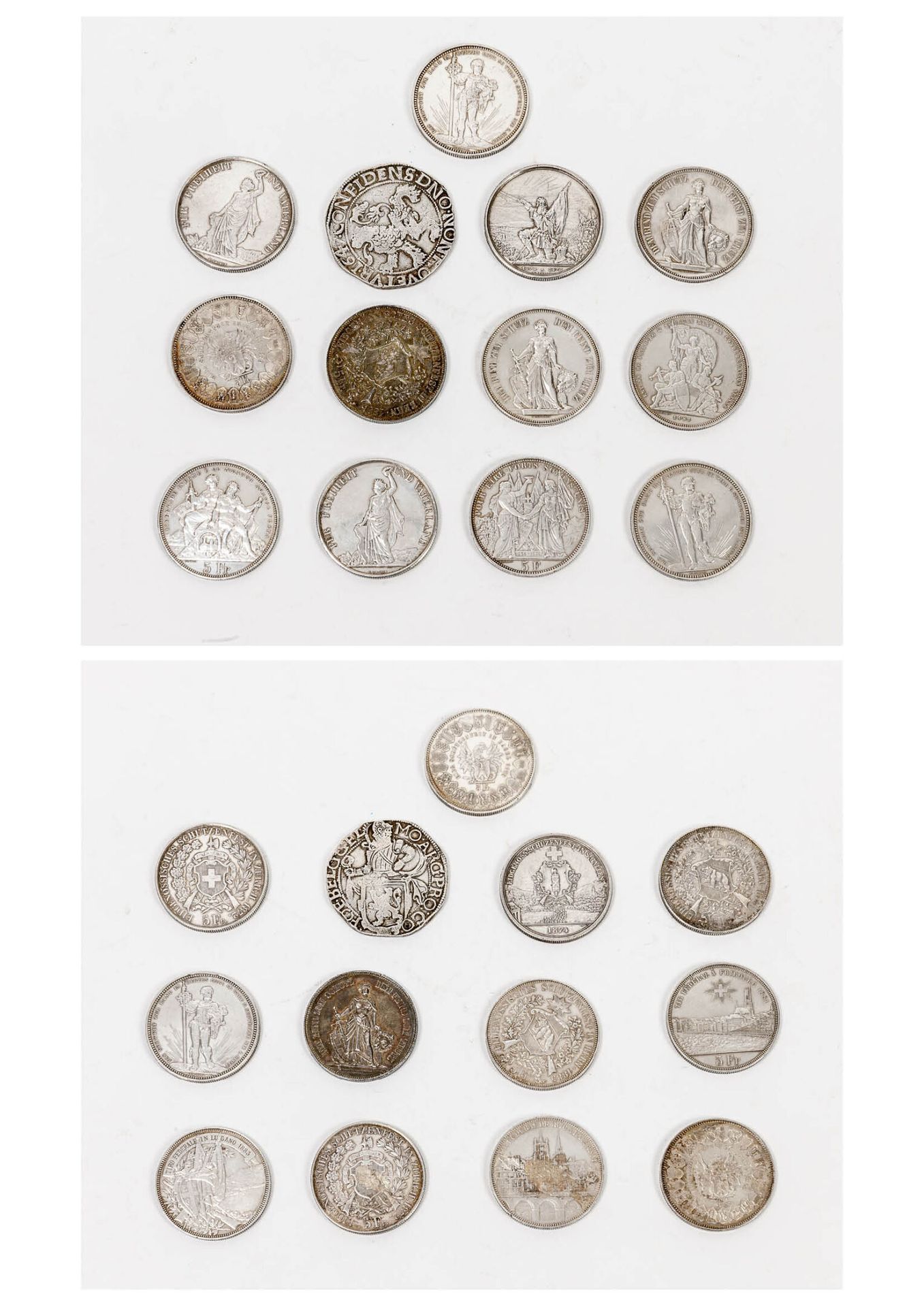 SUISSE 5 francs Tir : 12 exemplaires

Fribourg 1881- Berne 1885: 2 ex.- Saint Ga&hellip;