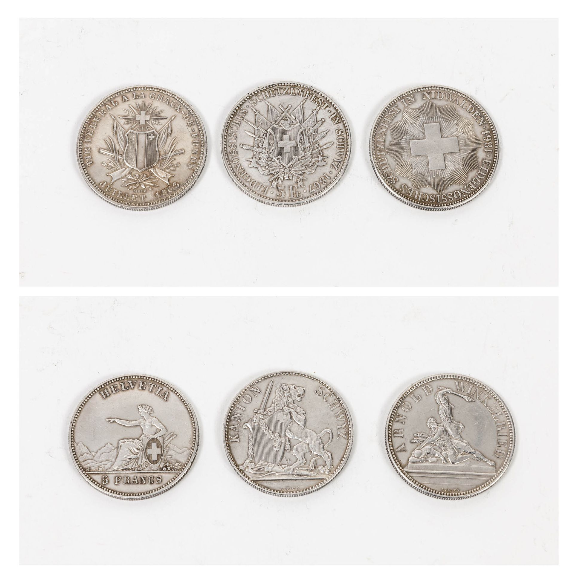 SUISSE 5 francs Circulation: 3 copies

Nidwalden 1861. - La Chaux de Fonds 1863.&hellip;