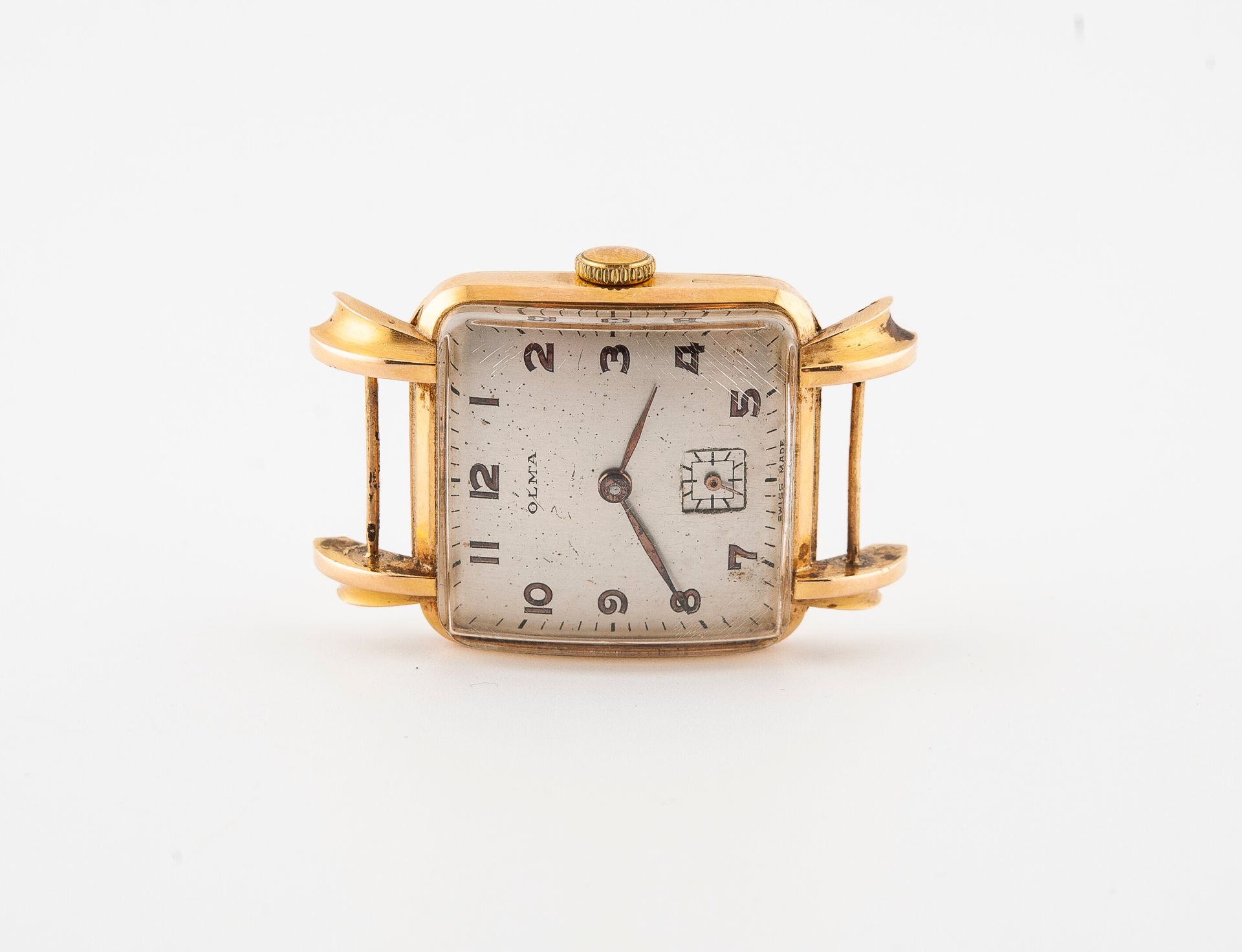 OLMA Boîtier de montre bracelet d'homme en or jaune (750), de forme carrée à ang&hellip;
