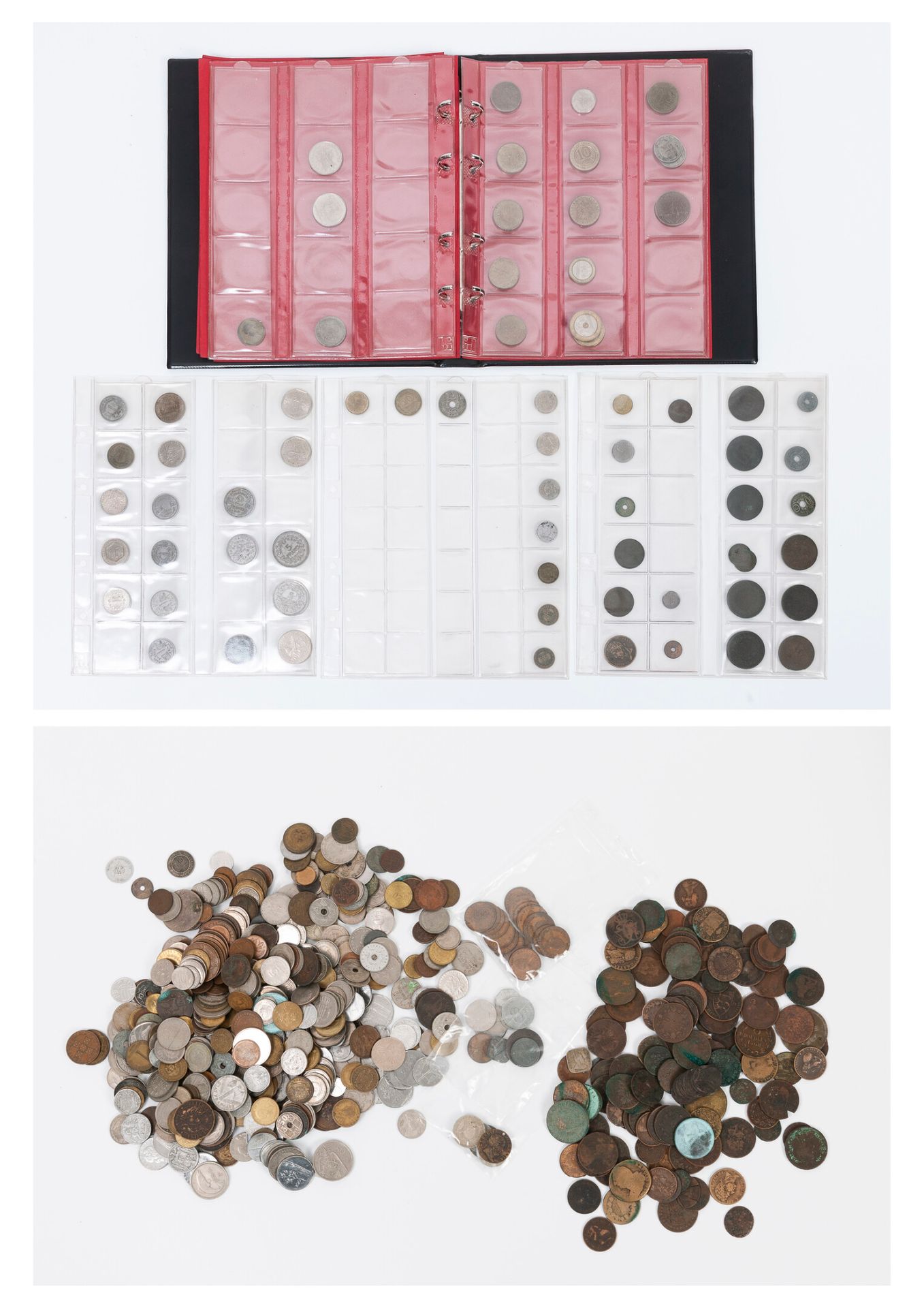 TOUS PAYS, XIXème-XXème siècles 金属或铜质的硬币和一些代币。

一些过塑。

磨损、震荡和事故。