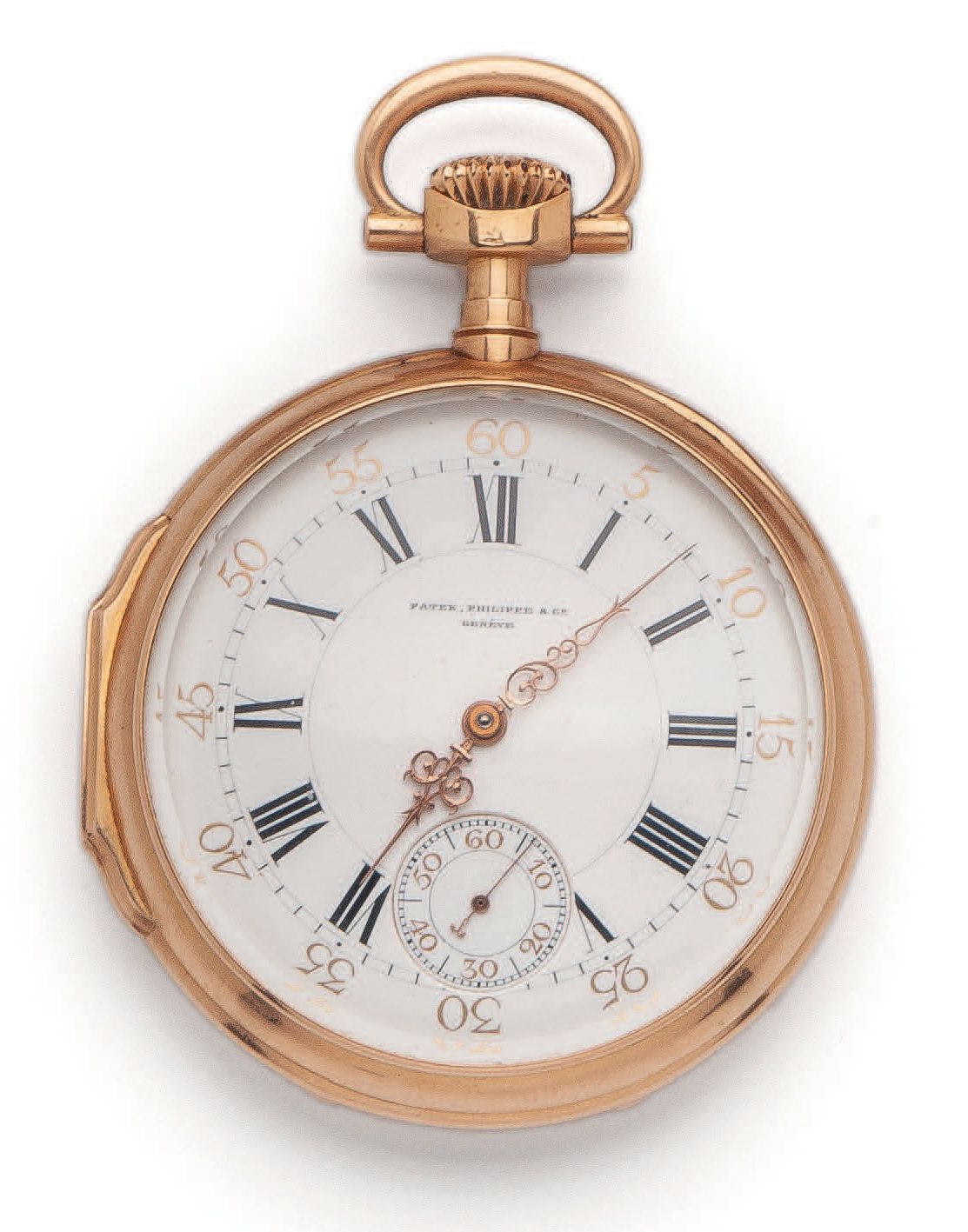 PATEK, PHILIPPE & Co, Genève Yellow gold (750) pocket watch. 
 Signed white enam&hellip;