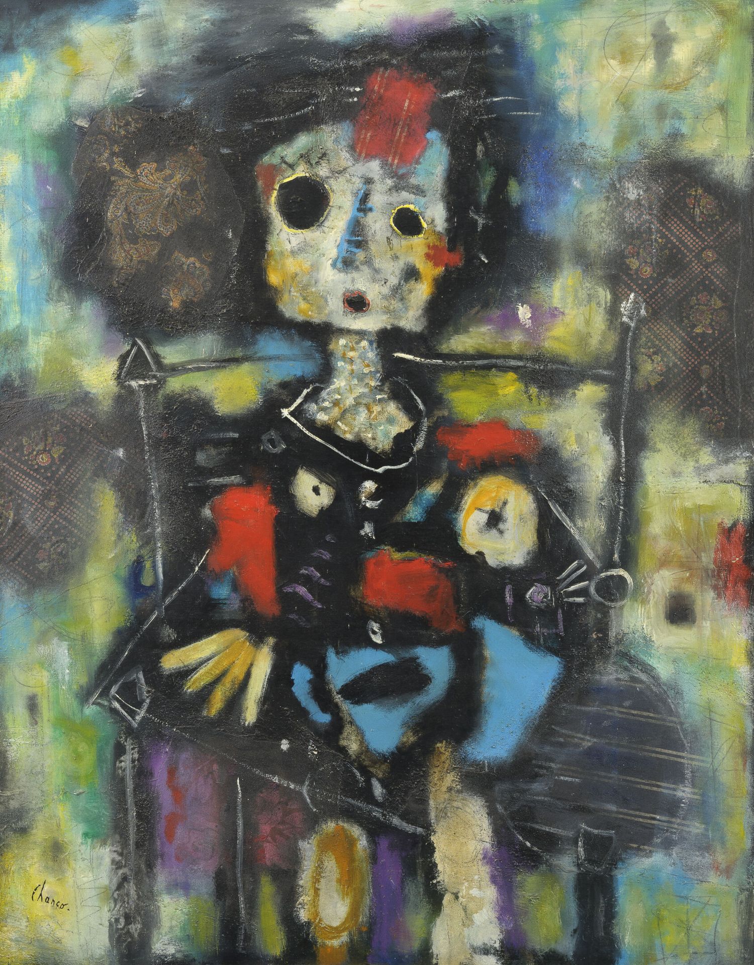 Roland CHANCO (1914-2017) Seated child, circa 1955-60. 

Mixed media on canvas. &hellip;