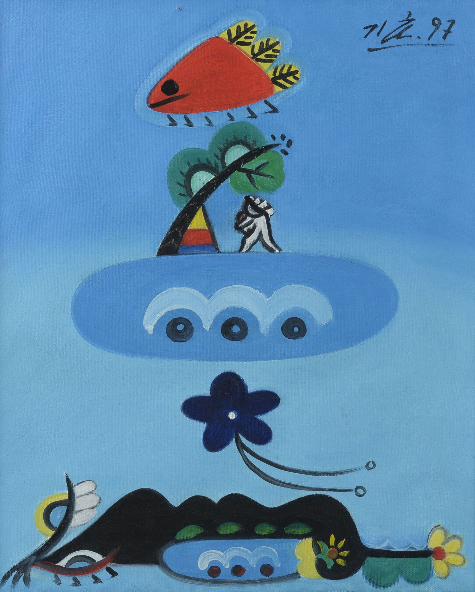 Jung KI-HO (XXème-XXIème siècle) Sans titre, 1997. 
Acrylique sur toile. 
Signée&hellip;