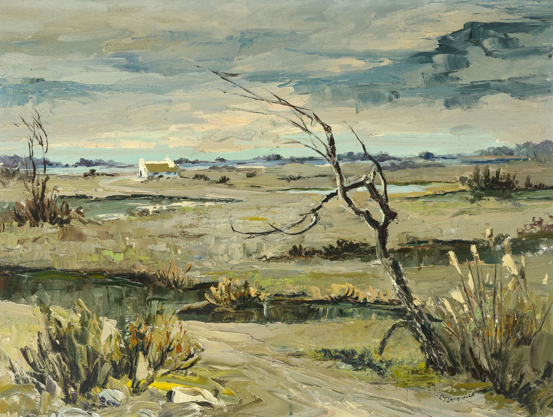 Ely LAUMONIER (1895-?) 卡马格地区的景观。

布面油画。

右下方有签名。

46 x 61厘米。

小污点和小裂缝。

恢复。