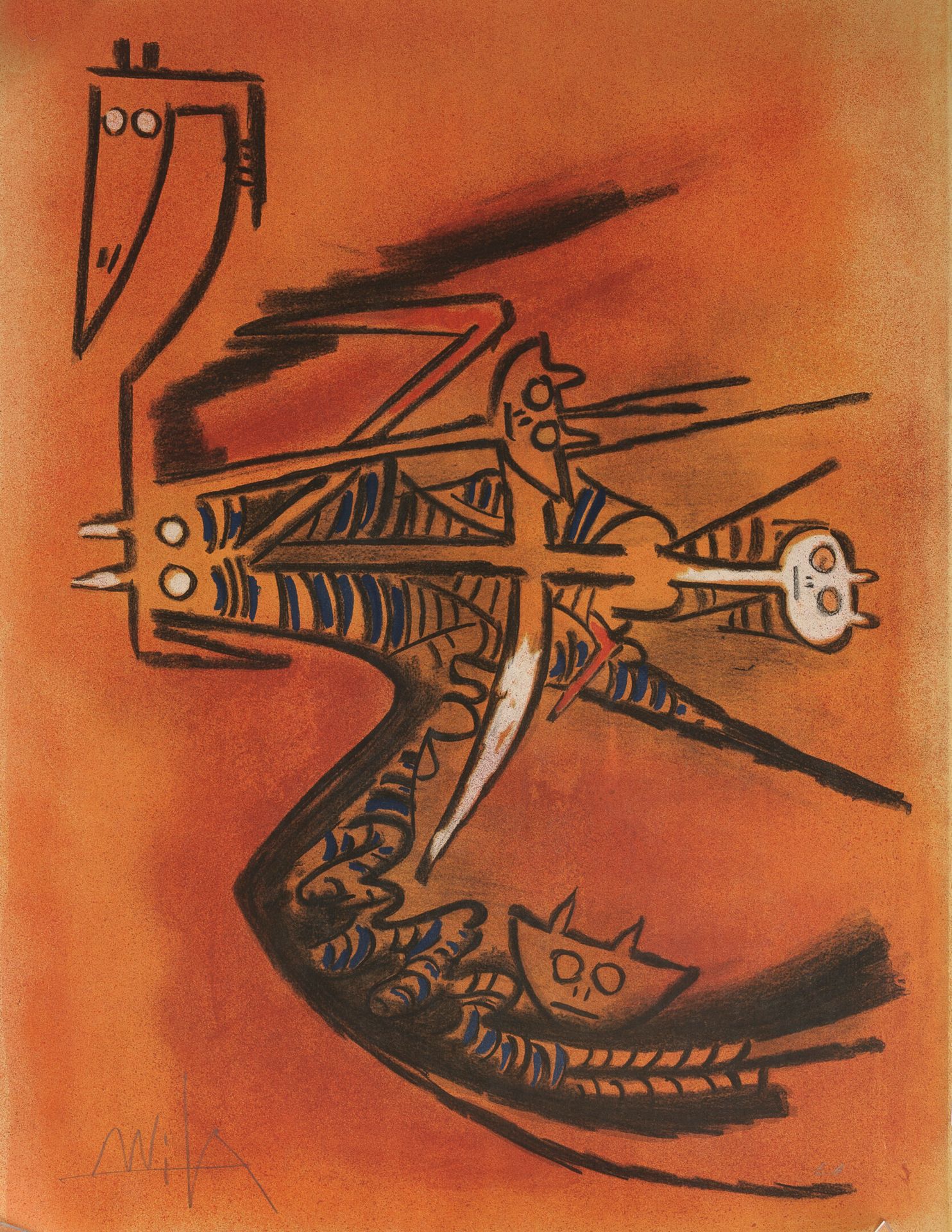 Wifredo LAM (1902-1982) Pleni Luna, 1974.

纸上彩色平版画。

艺术家的证明。

左下方有签名。

65 x 50厘米&hellip;