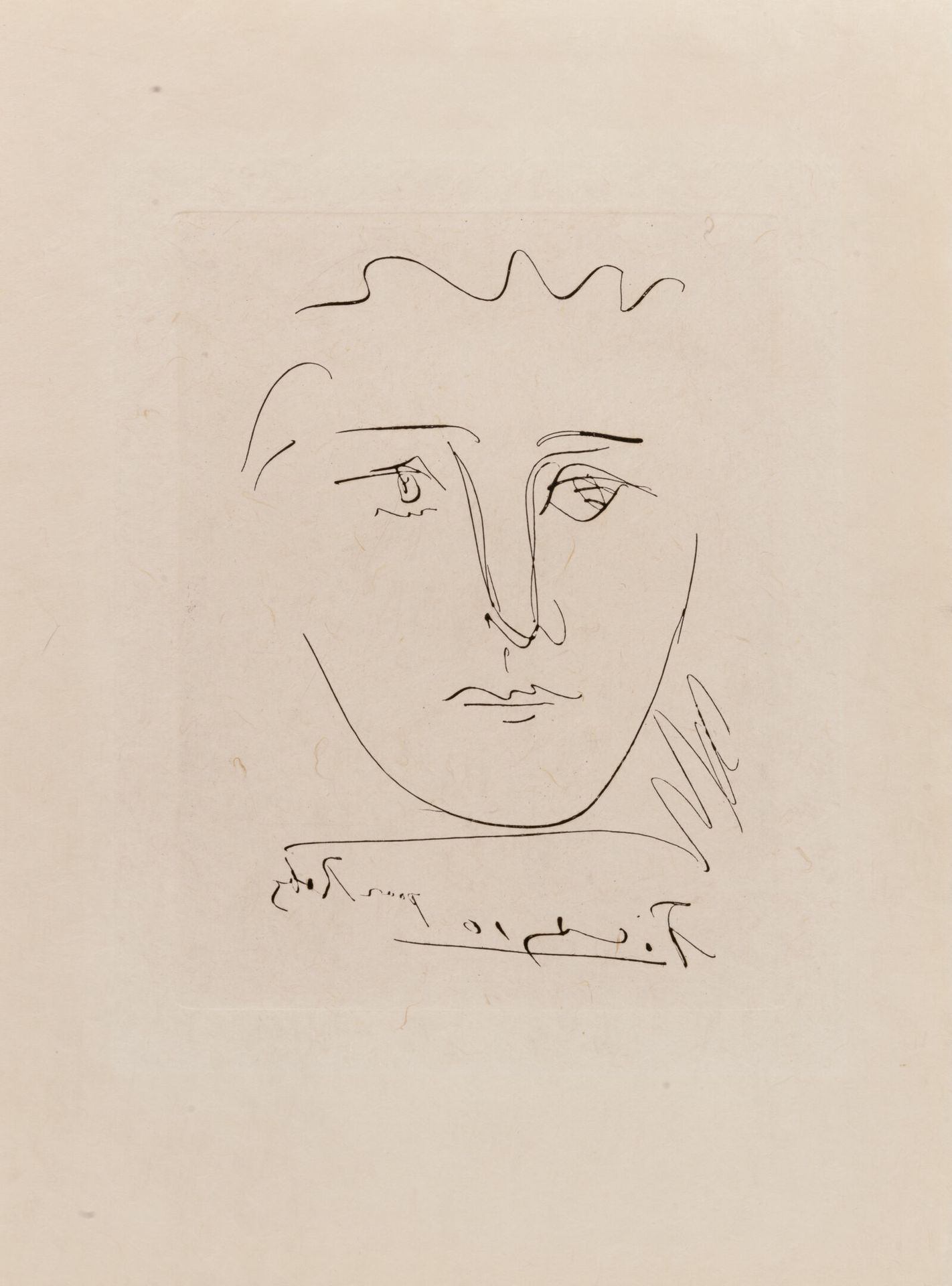 D'après Pablo PICASSO Face for Roby, 1950.

Etching on paper.

Signed in the pla&hellip;