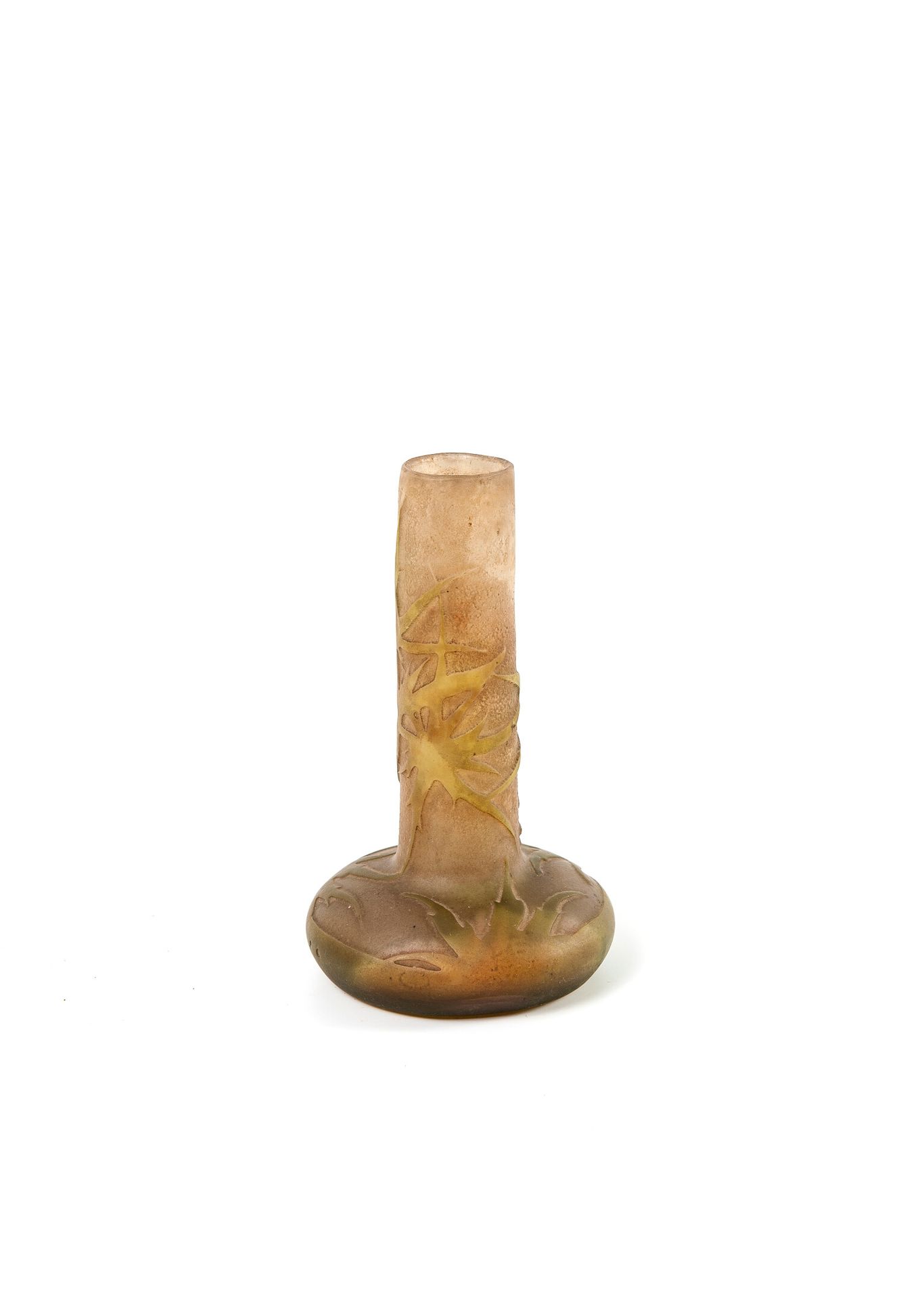 ÉTABLISSEMENTS GALLÉ Small soliflore vase with tubular neck on flattened body an&hellip;