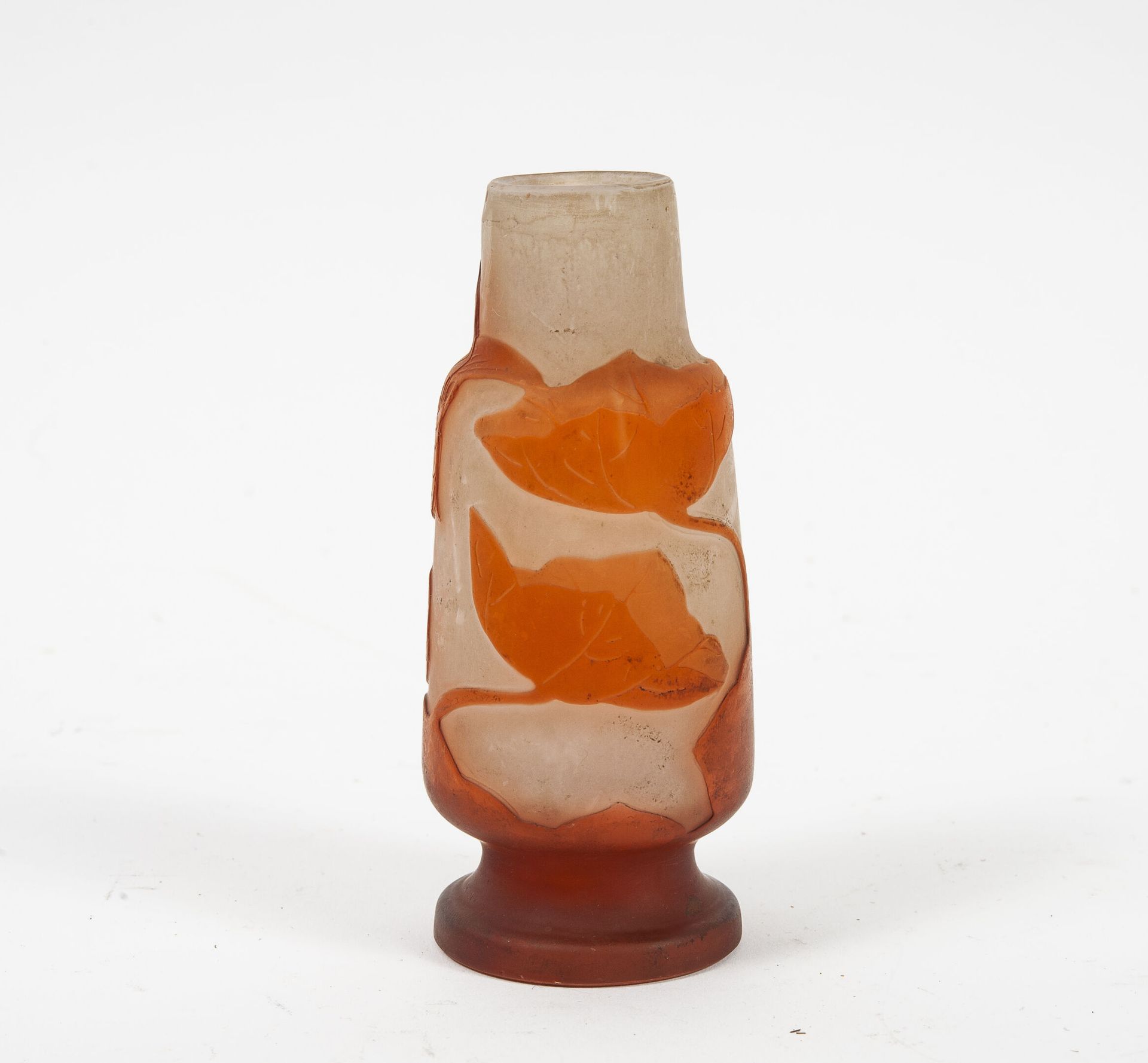 ÉTABLISSEMENTS GALLÉ Small baluster vase on pedestal.

Proof in orange lined gla&hellip;