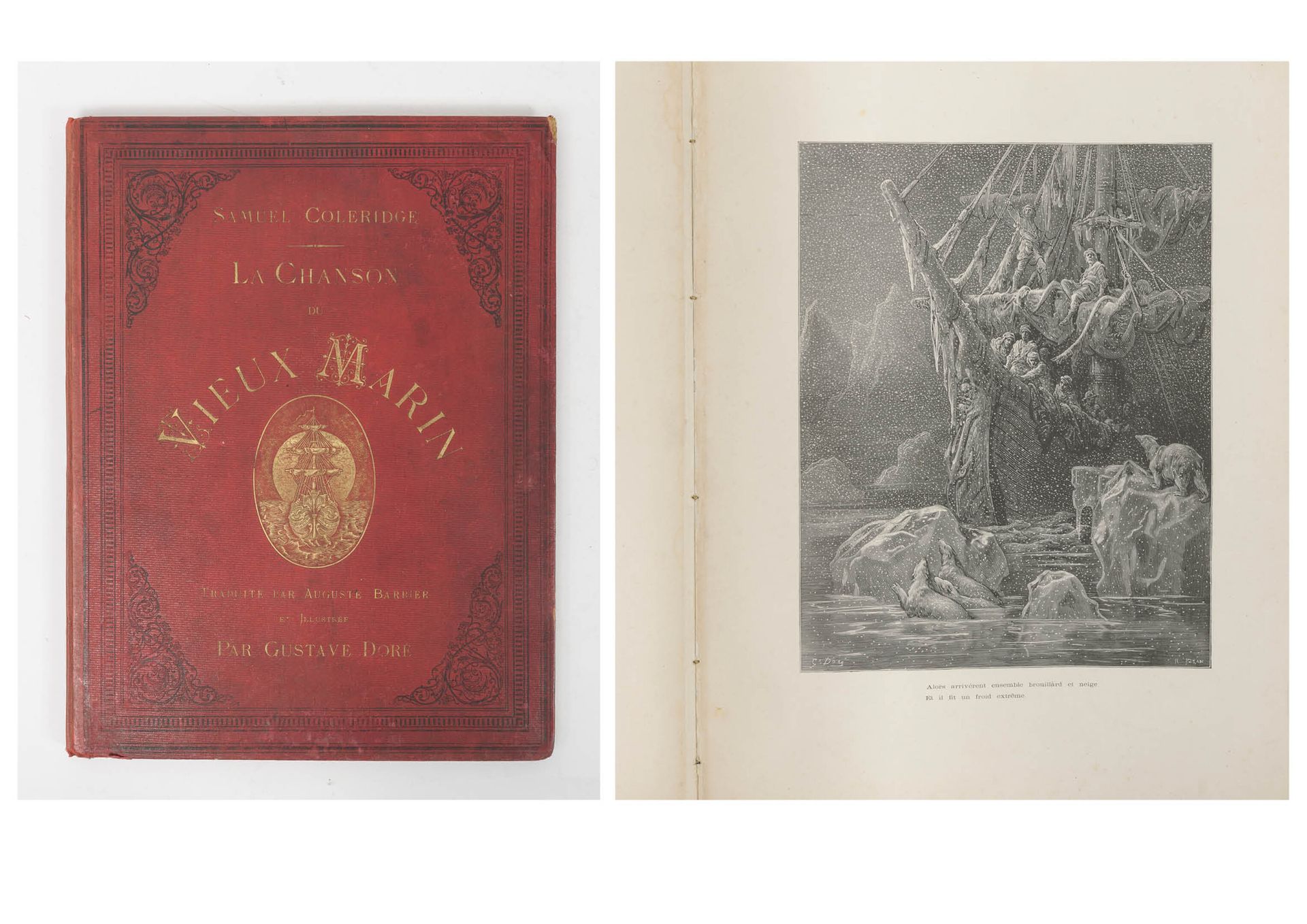 COLERIDGE, Samuel Taylor. 古老的水手之歌。

A. Barbier翻译。巴黎，哈切特，1877年。

平装，红色珍珠岩，第一版有黑色和&hellip;