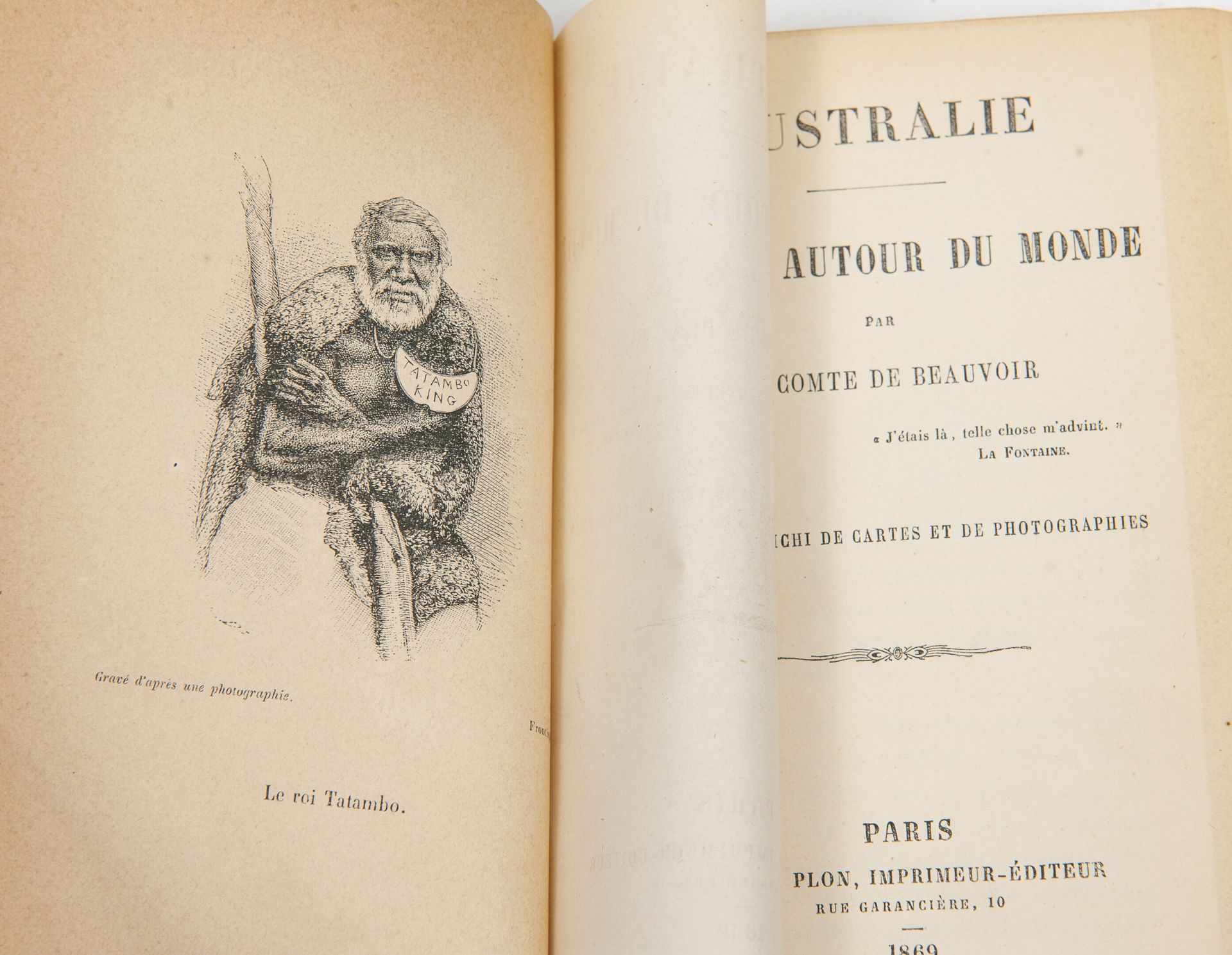 BEAUVOIR (Ludovic, Cte de) 世界各地的旅行。

巴黎，Plon，1869-1872年，3卷12册，半筒，有绿色chag.四角，书脊镀金&hellip;