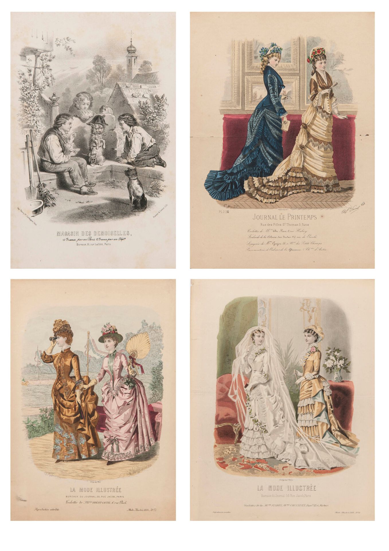 LA MODE ILLUSTRÉE 1865年至1884年的28幅彩图。

有的已经晒黑，有的撕裂，有的缺边。

附上。

一些板块来自Magasin des &hellip;