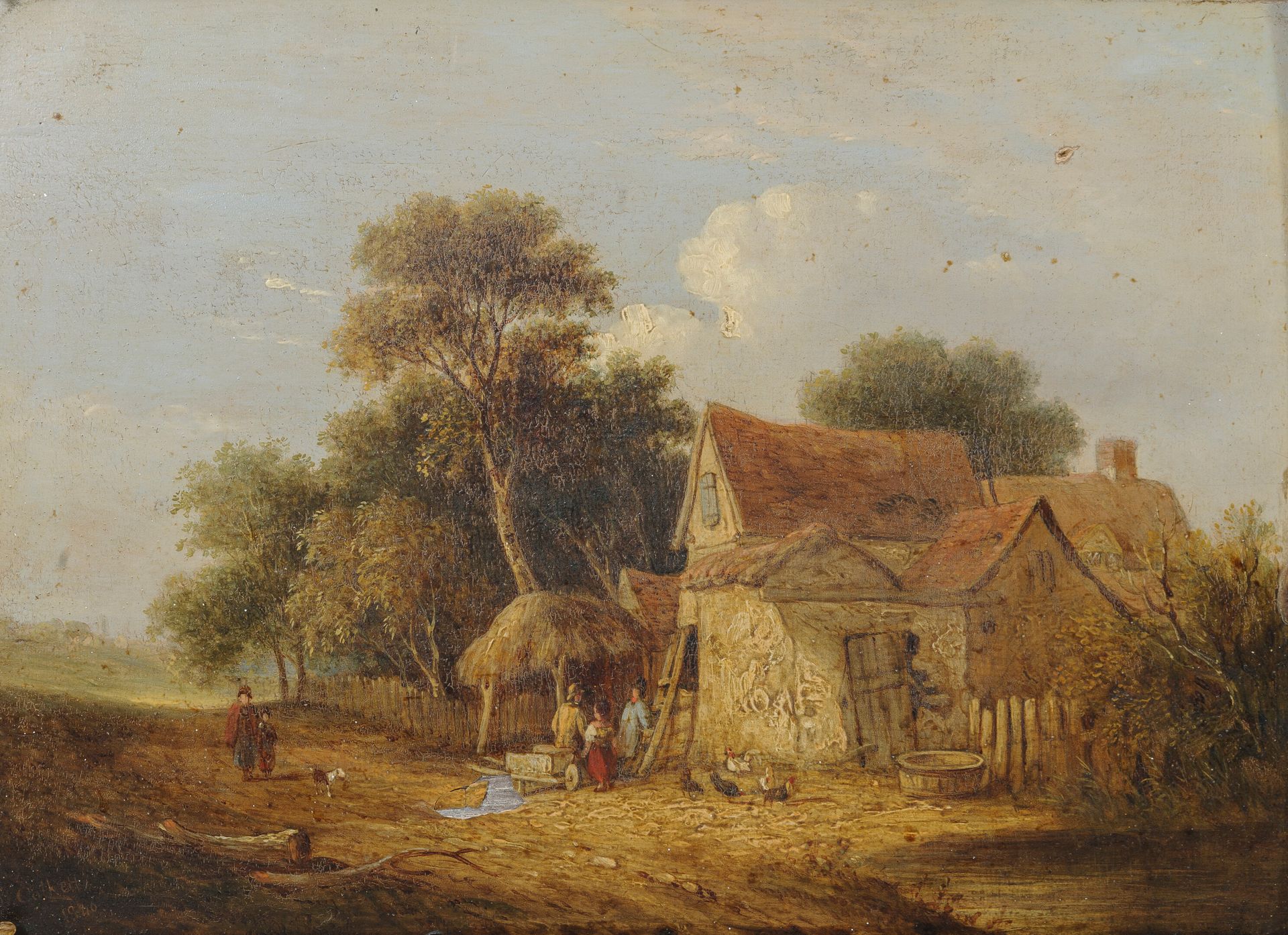 Samuel Davis COLKETT (1806-1863) 诺福克郡的繁忙农场。

板上油彩。

左下方有签名和日期1840年。 

29.5 x 37.&hellip;