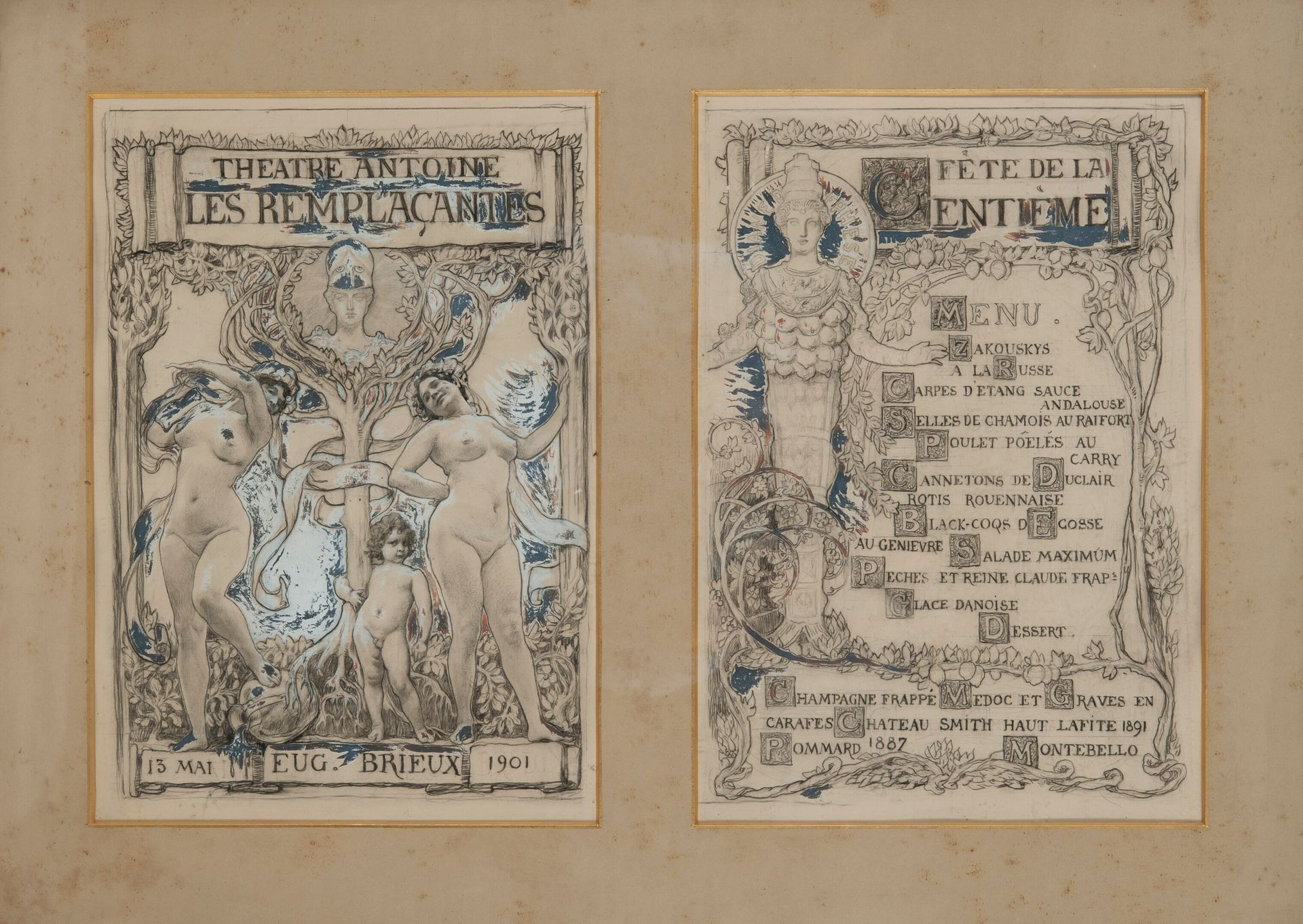 ECOLE FRANÇAISE DU DÉBUT DU XXÈME SIÈCLE Progetto menu, 1901.

Centesima rappres&hellip;
