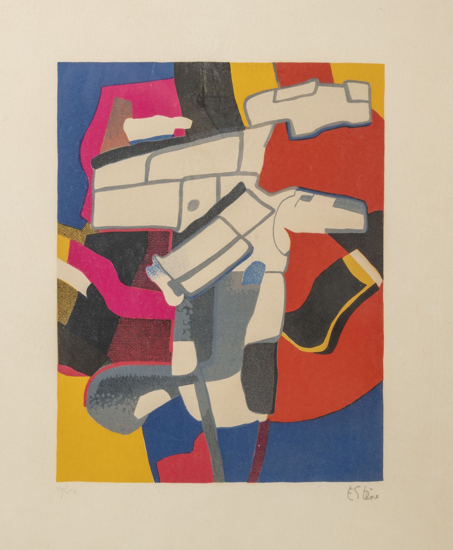 Maurice ESTÈVE (1904-2001) Bougri, 1974.

纸上彩色平版画。

右下方有签名，左下方有编号40/50。

55 x 43&hellip;