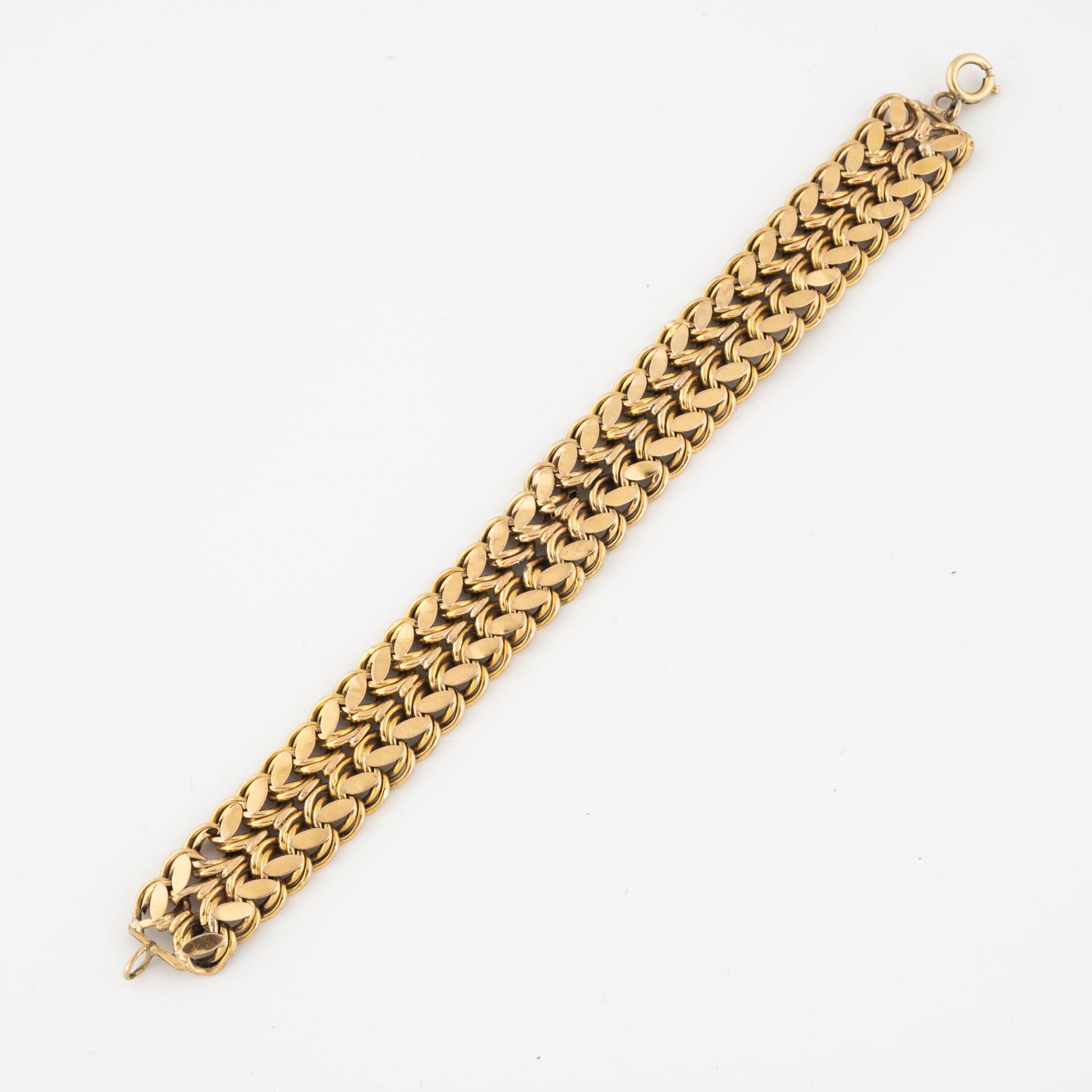 Null Armband aus Gelbgold (750) mit englischem Netz, das mit Pastillen bedeckt i&hellip;
