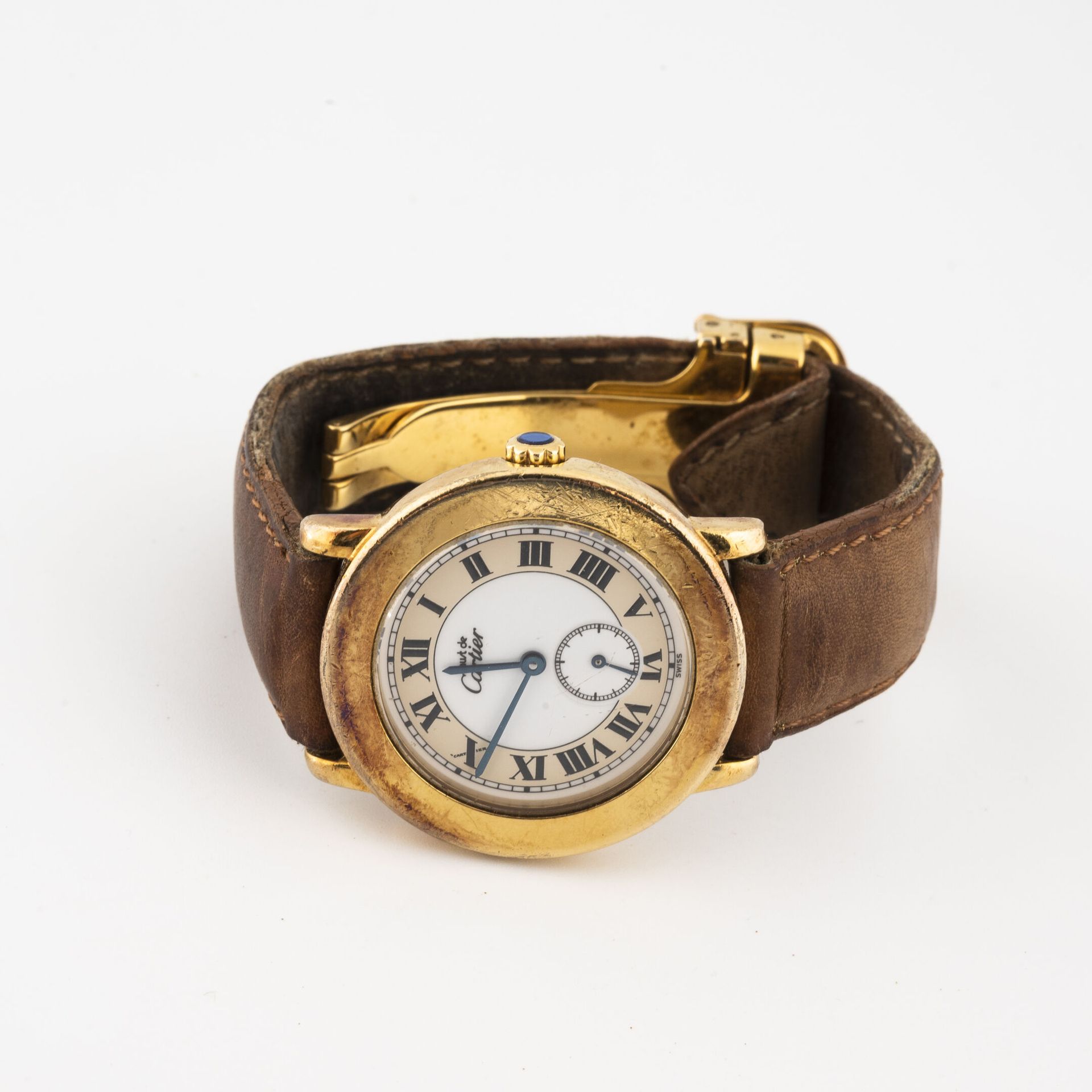 MUST de CARTIER Ladies' wristwatch.

Round case in silver vermeil (925). 

Dial &hellip;
