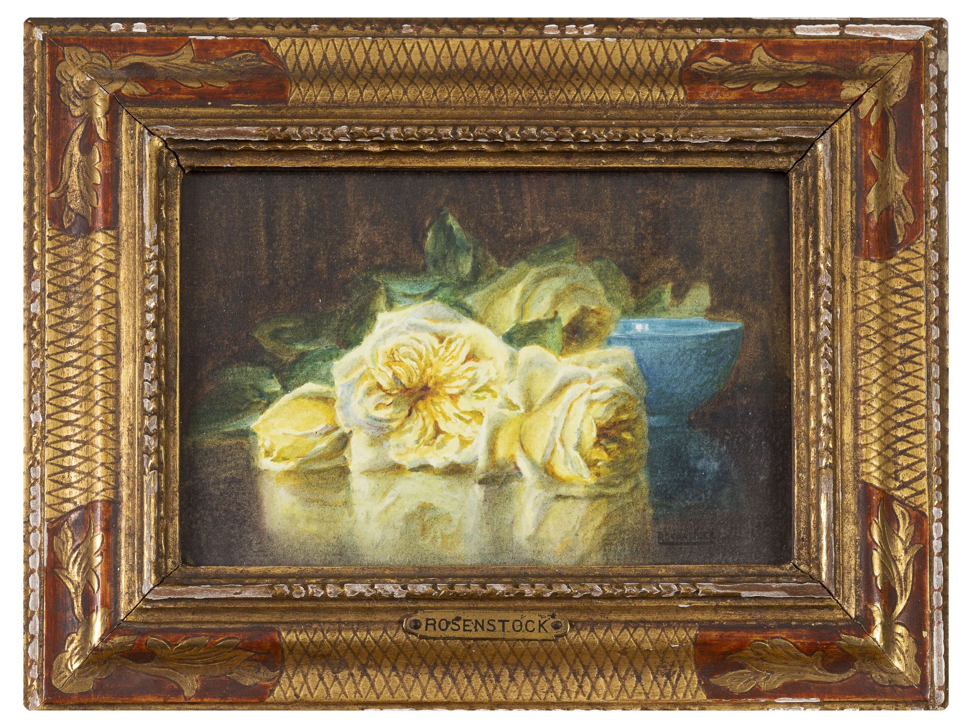 Null 伊西多尔-罗森斯托克(1880-1956)

抛出黄玫瑰和蓝瓷杯。

水彩画。

右下方有签名。

10 x 14厘米。