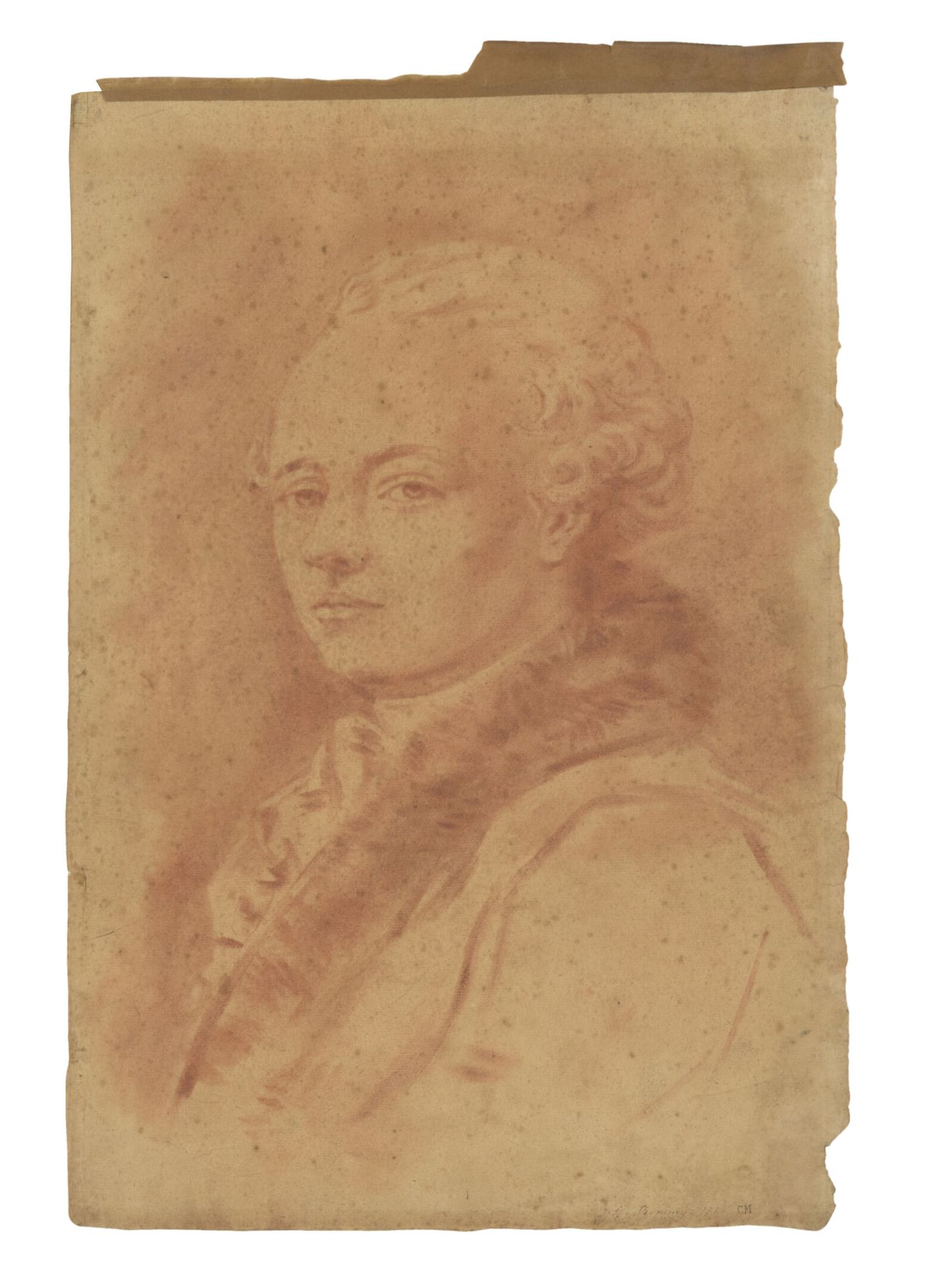 École du XVIII ou XIXème siècle. Dreiviertelporträt eines Mannes mit einem mit P&hellip;