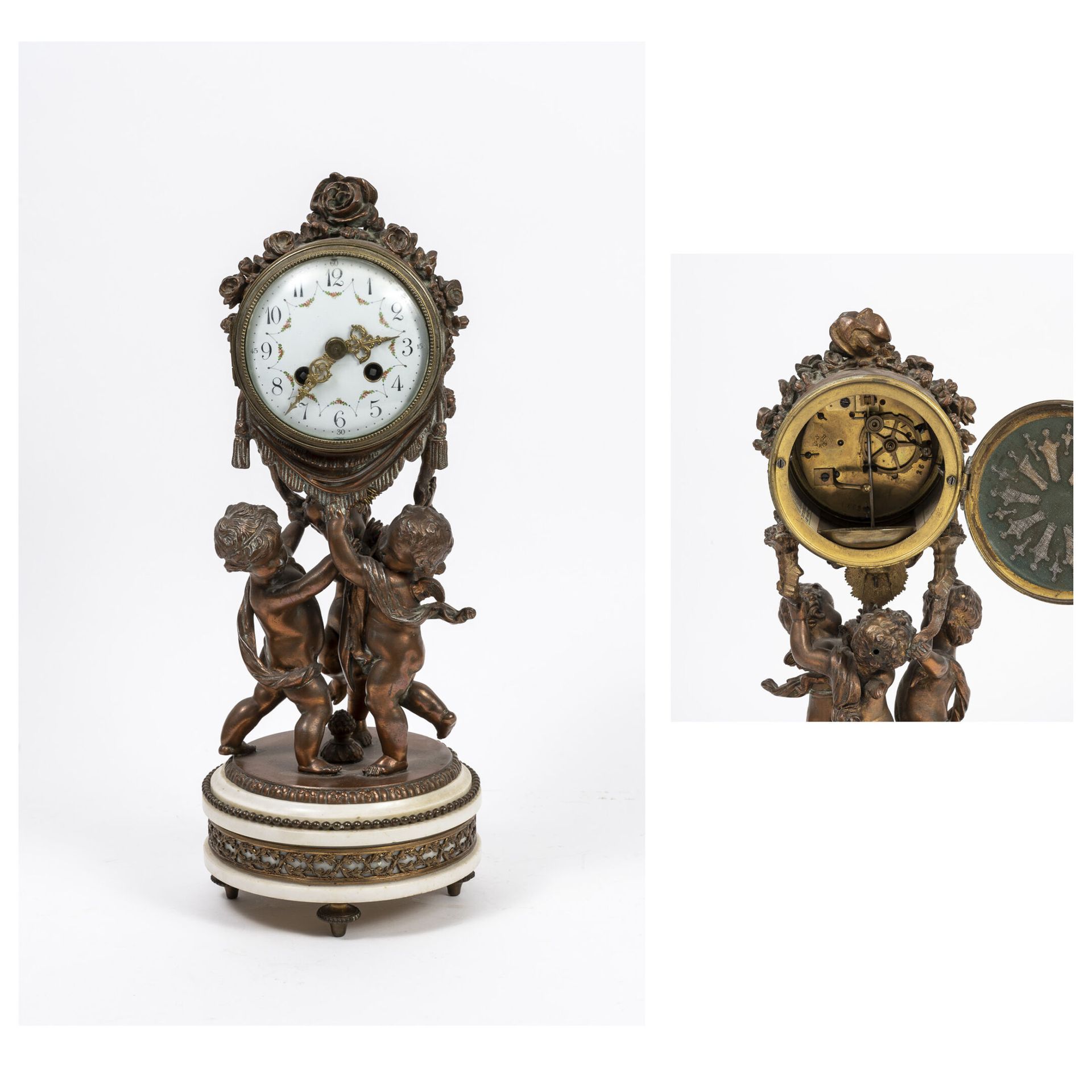 FRANCE, début du XXème siècle Un orologio in bronzo con una patina di rame, form&hellip;