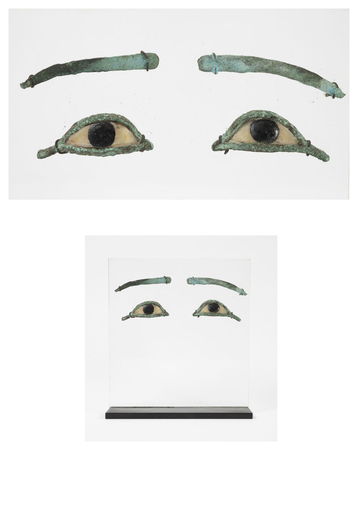 EGYPTE Ein Paar Sarkophage mit eingelegten Augen und Augenbrauen aus Bronze mit &hellip;