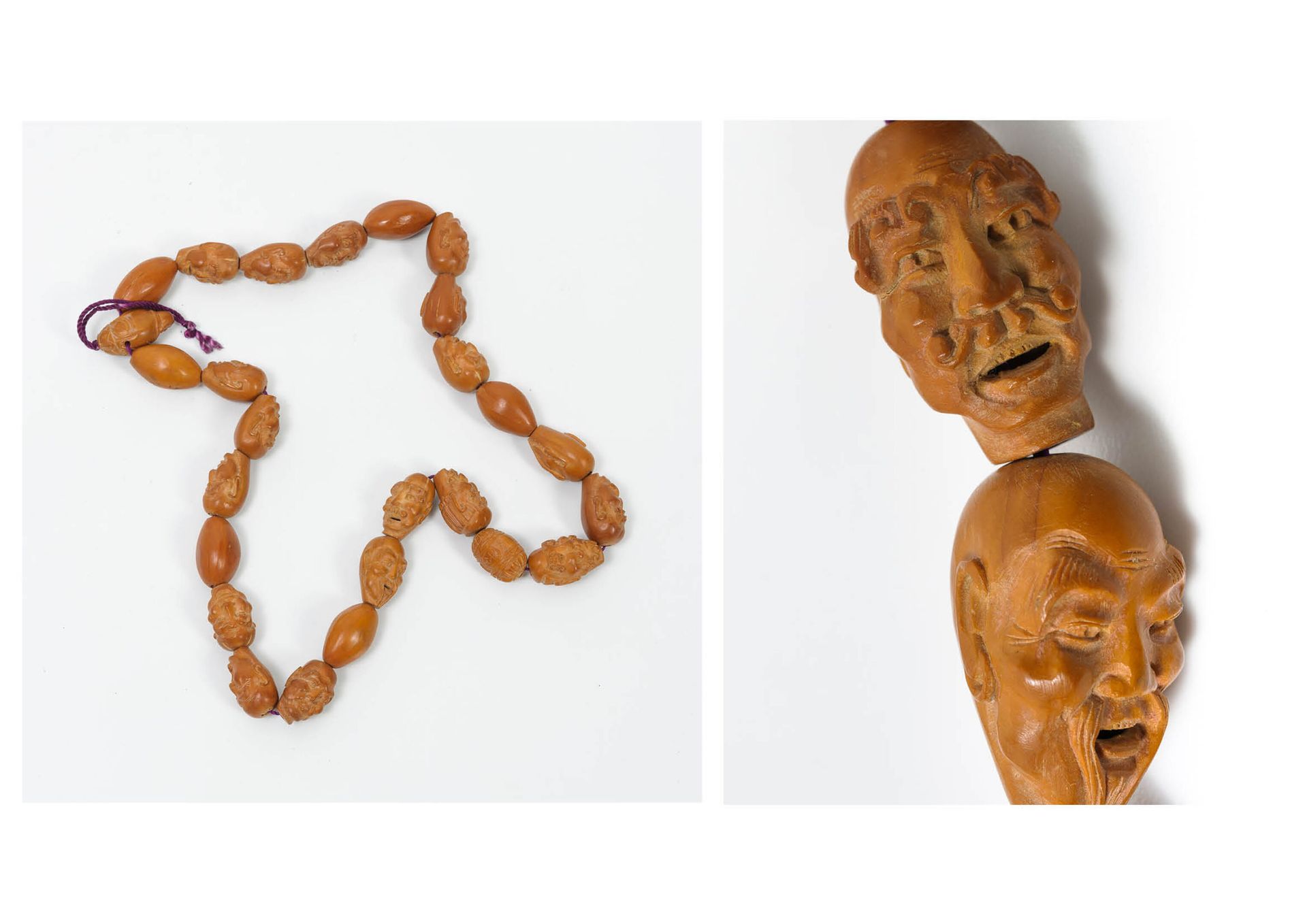 CHINE, début du XXème siècle 
Nenjou or rosary beads composed of 19 wooden beads&hellip;