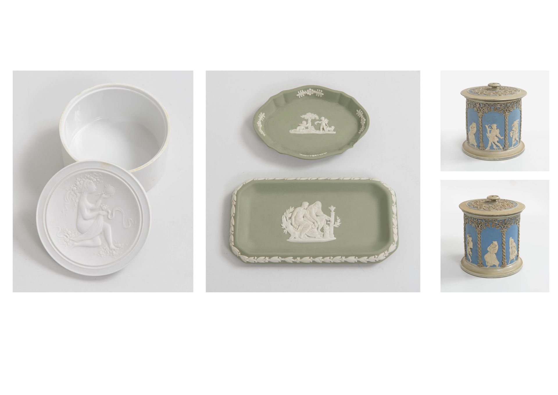 EUROPE, début du XXème siècle Deux pots à biscuits ou à tabac cylindriques couve&hellip;